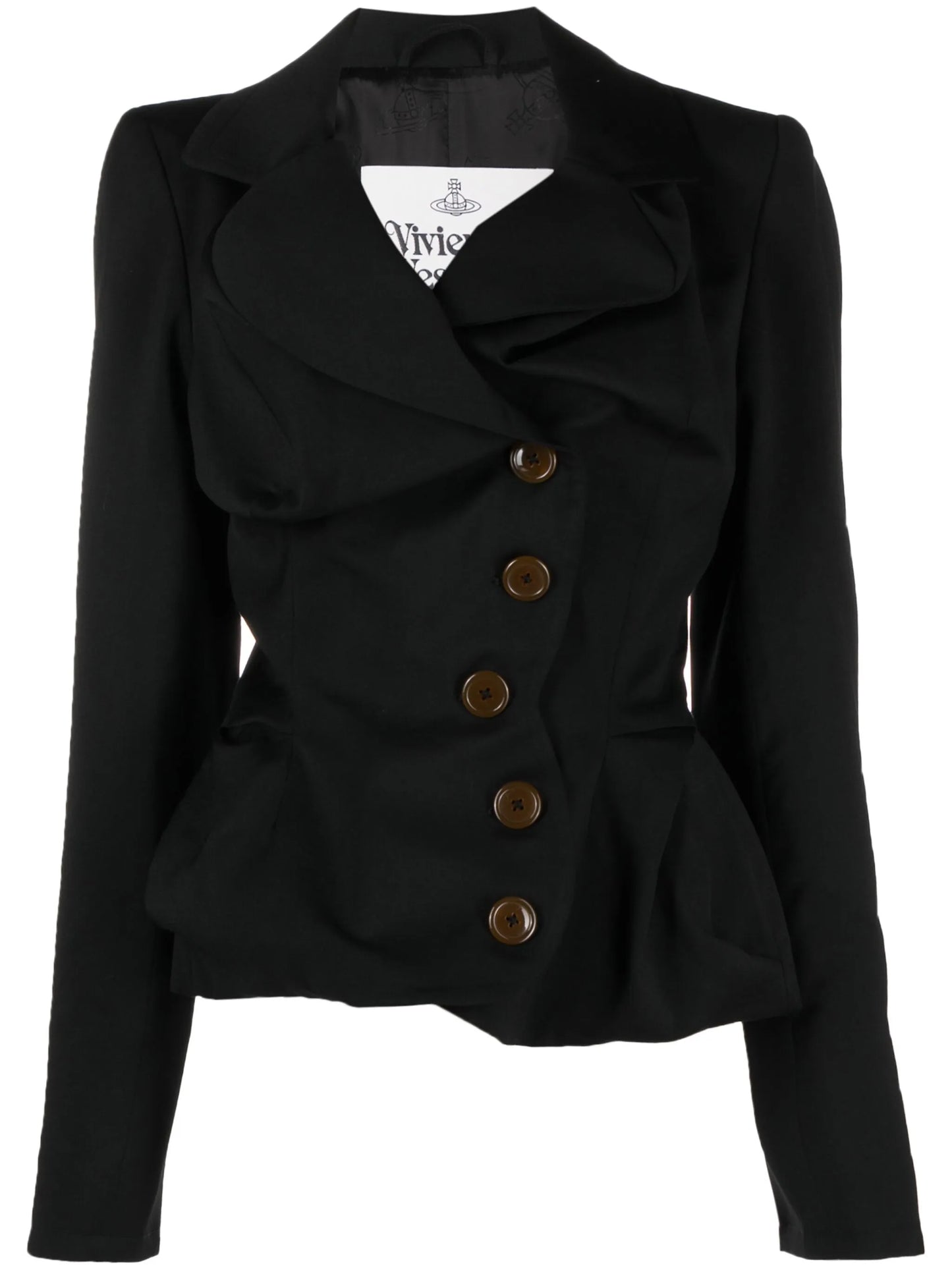 asymmetric-lapels wool blazer