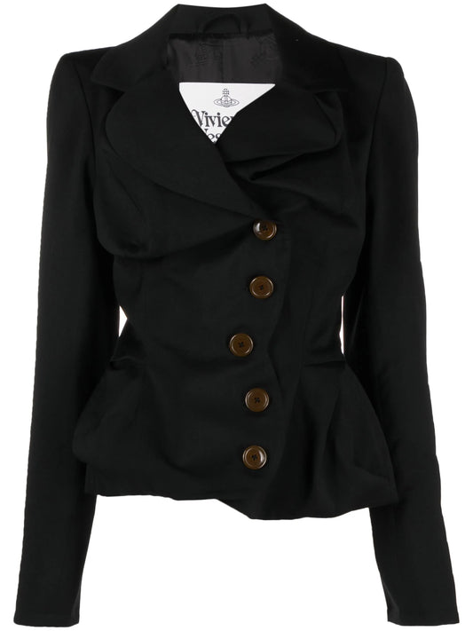asymmetric-lapels wool blazer