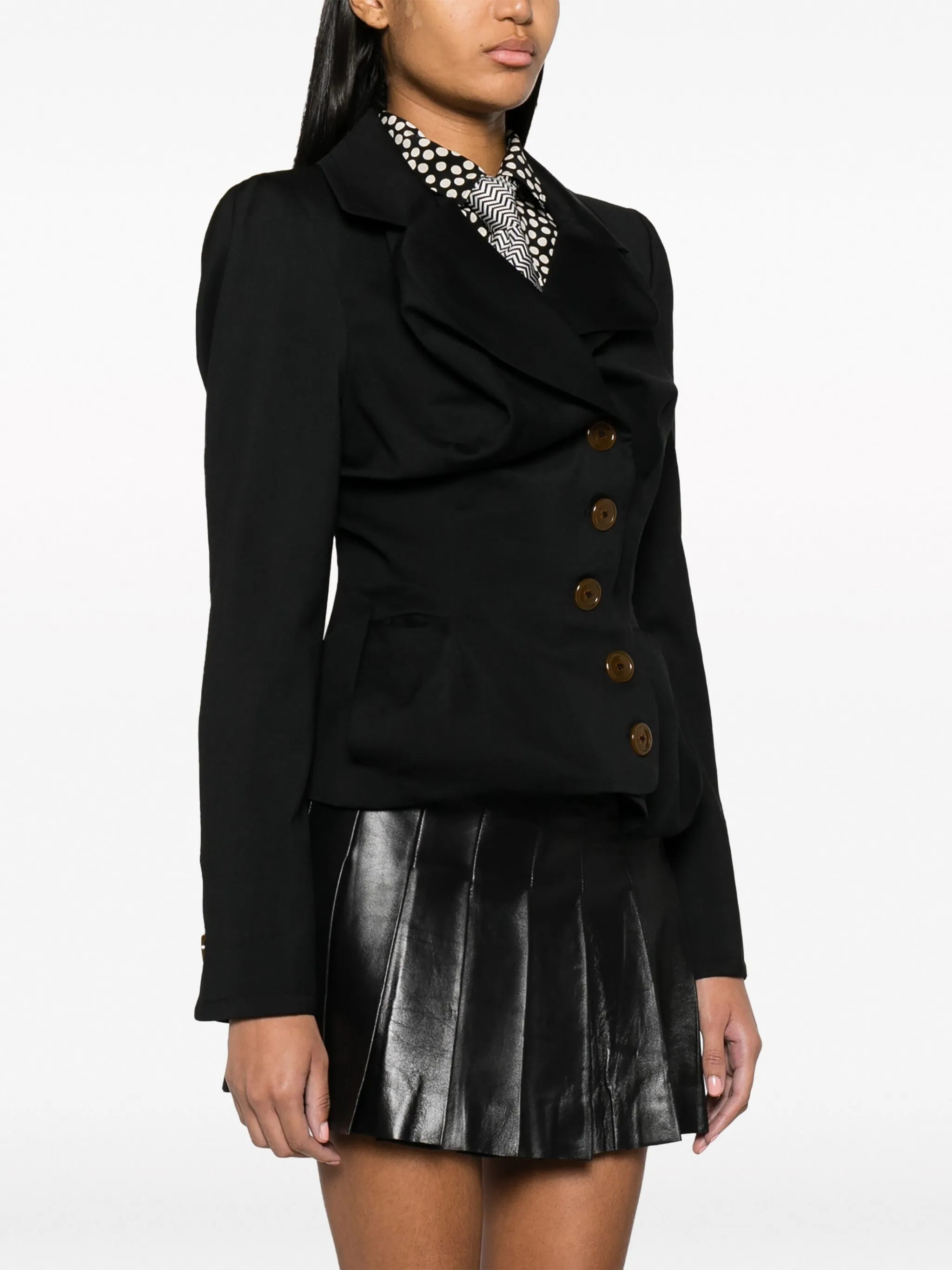 asymmetric-lapels wool blazer