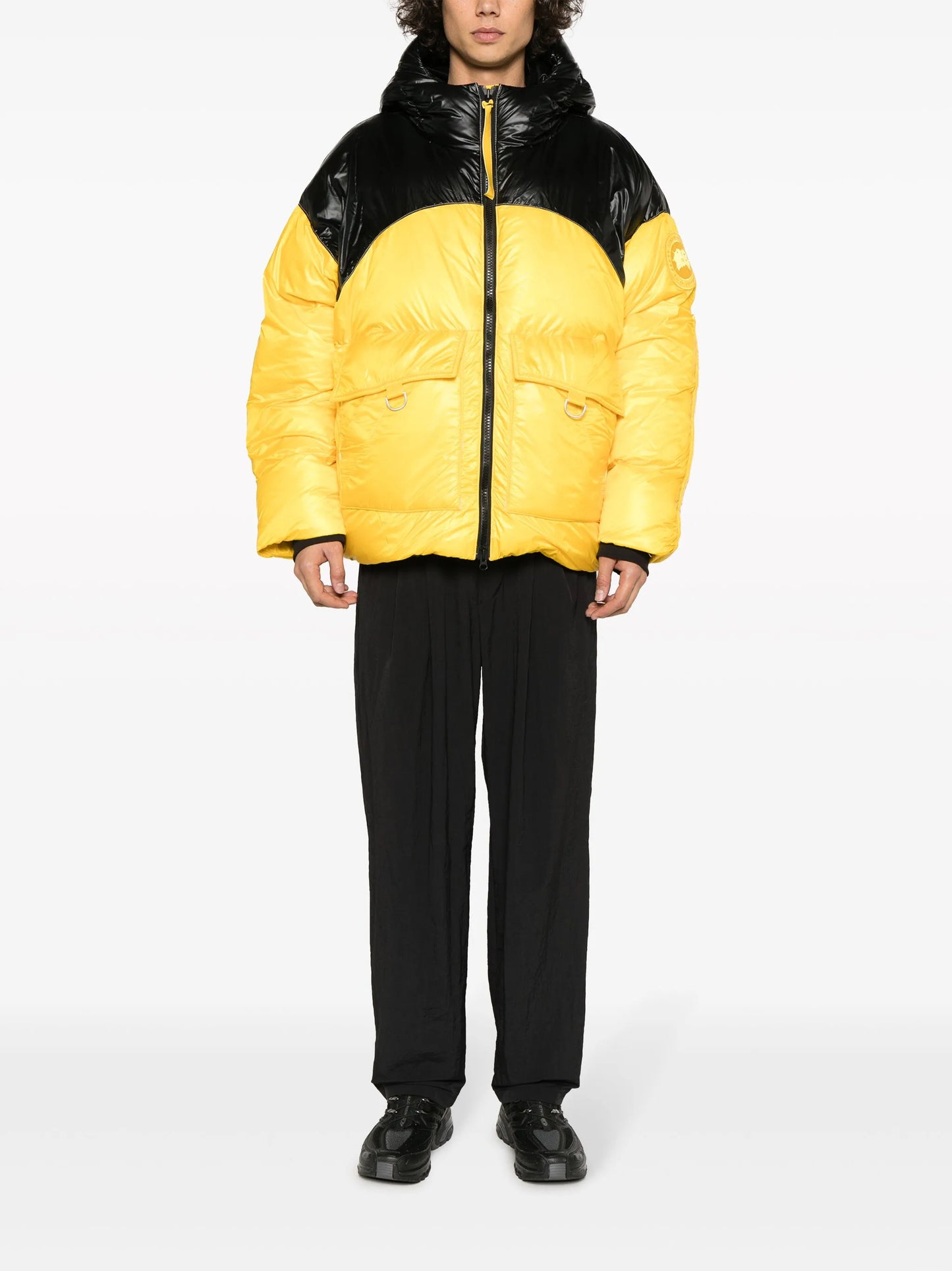 colour-block hooded puffer jacket