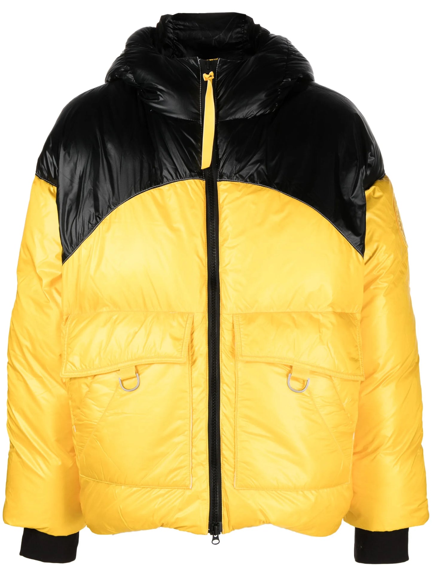colour-block hooded puffer jacket