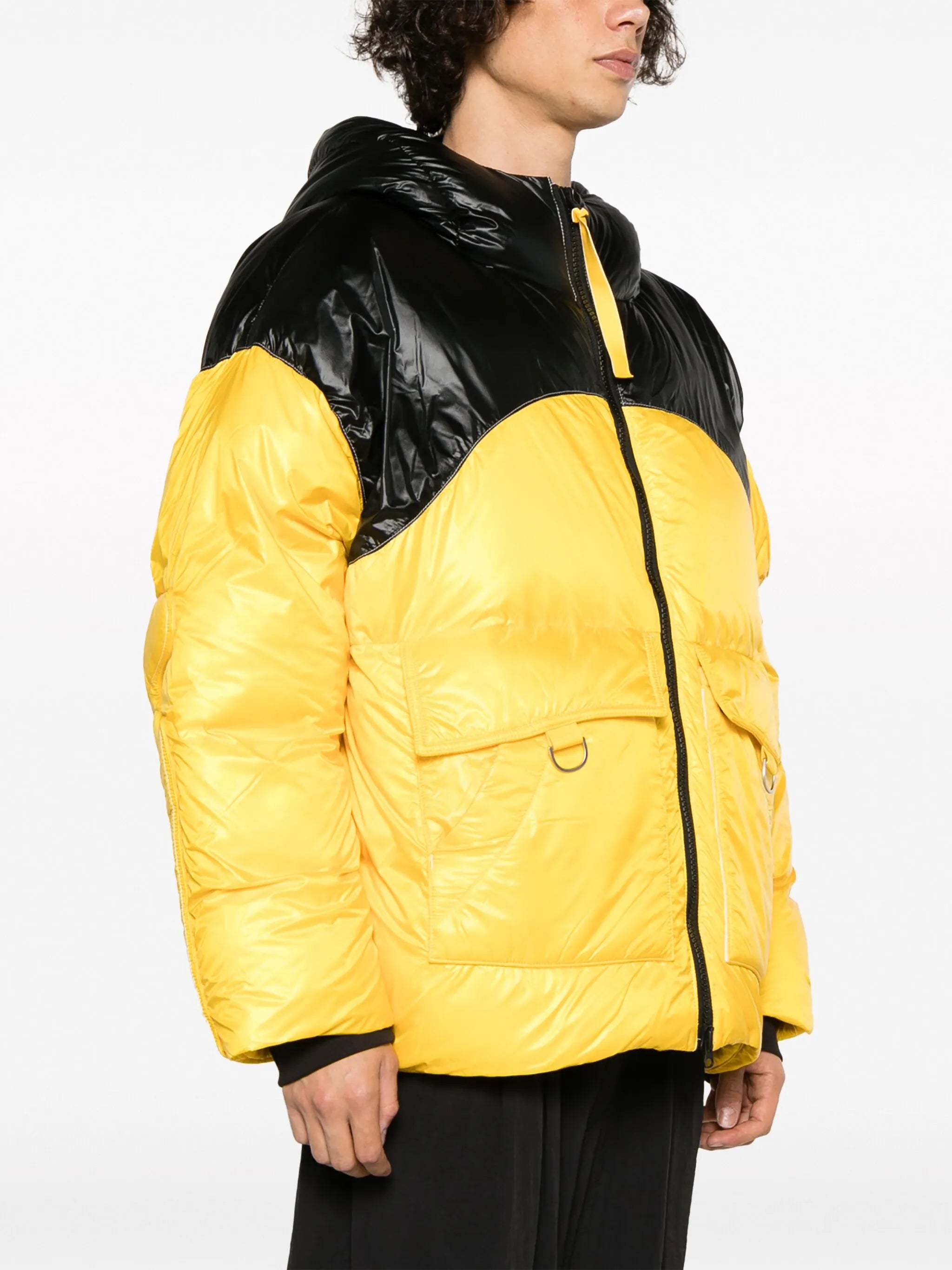 colour-block hooded puffer jacket