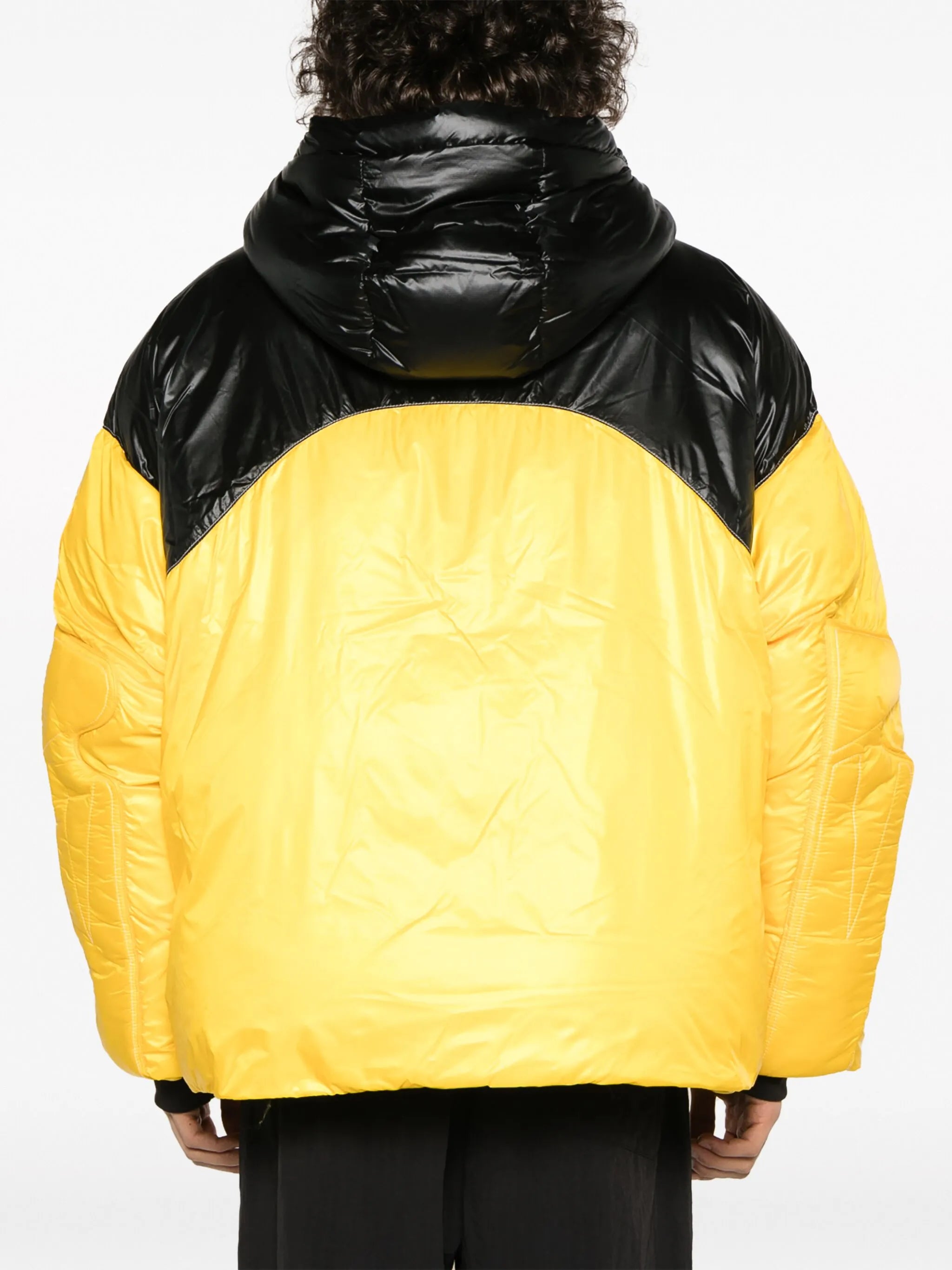 colour-block hooded puffer jacket