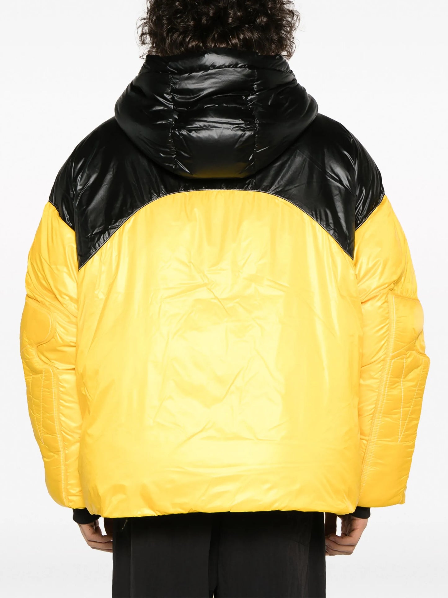 colour-block hooded puffer jacket