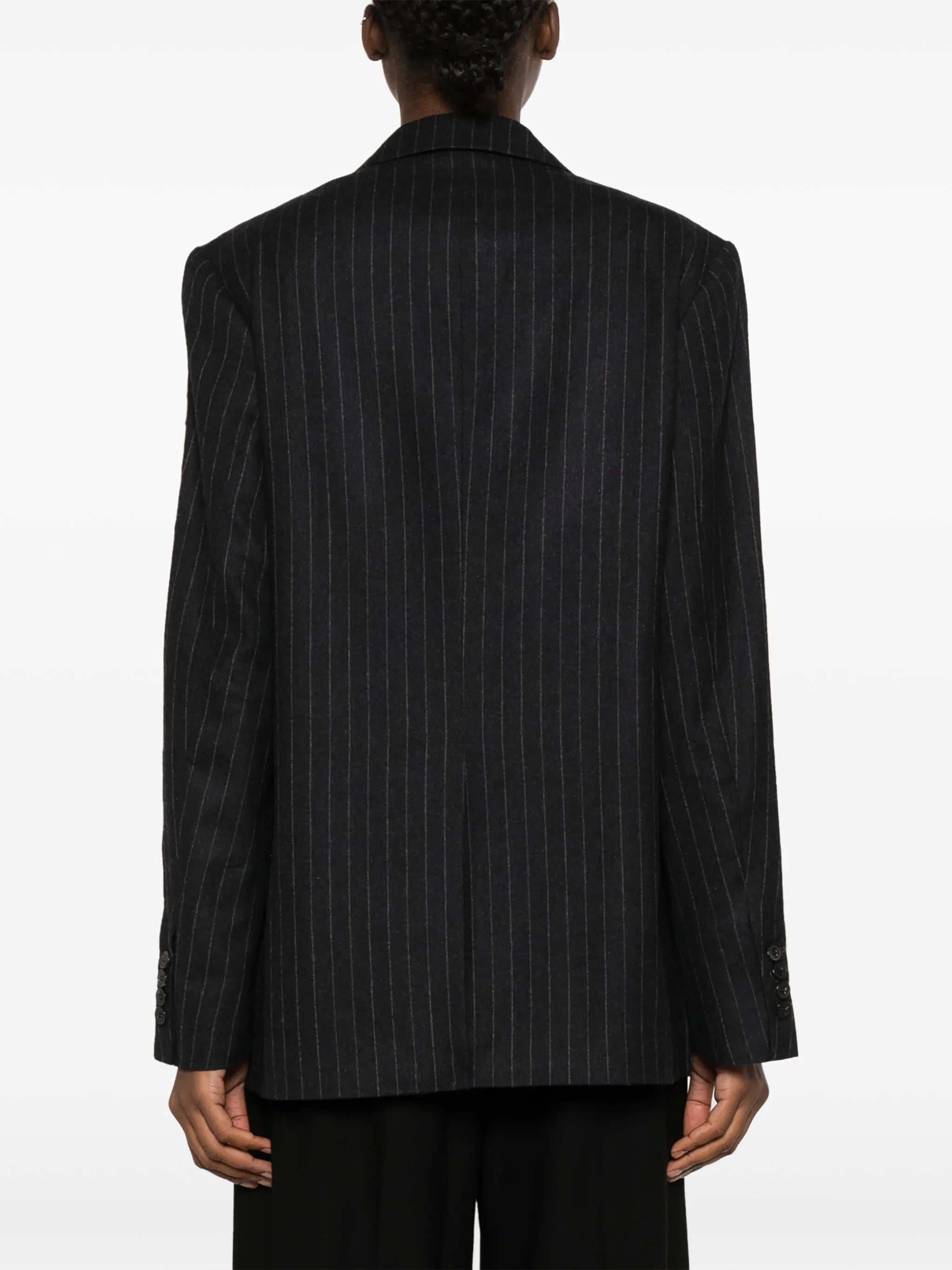 double-breasted metallic blazer