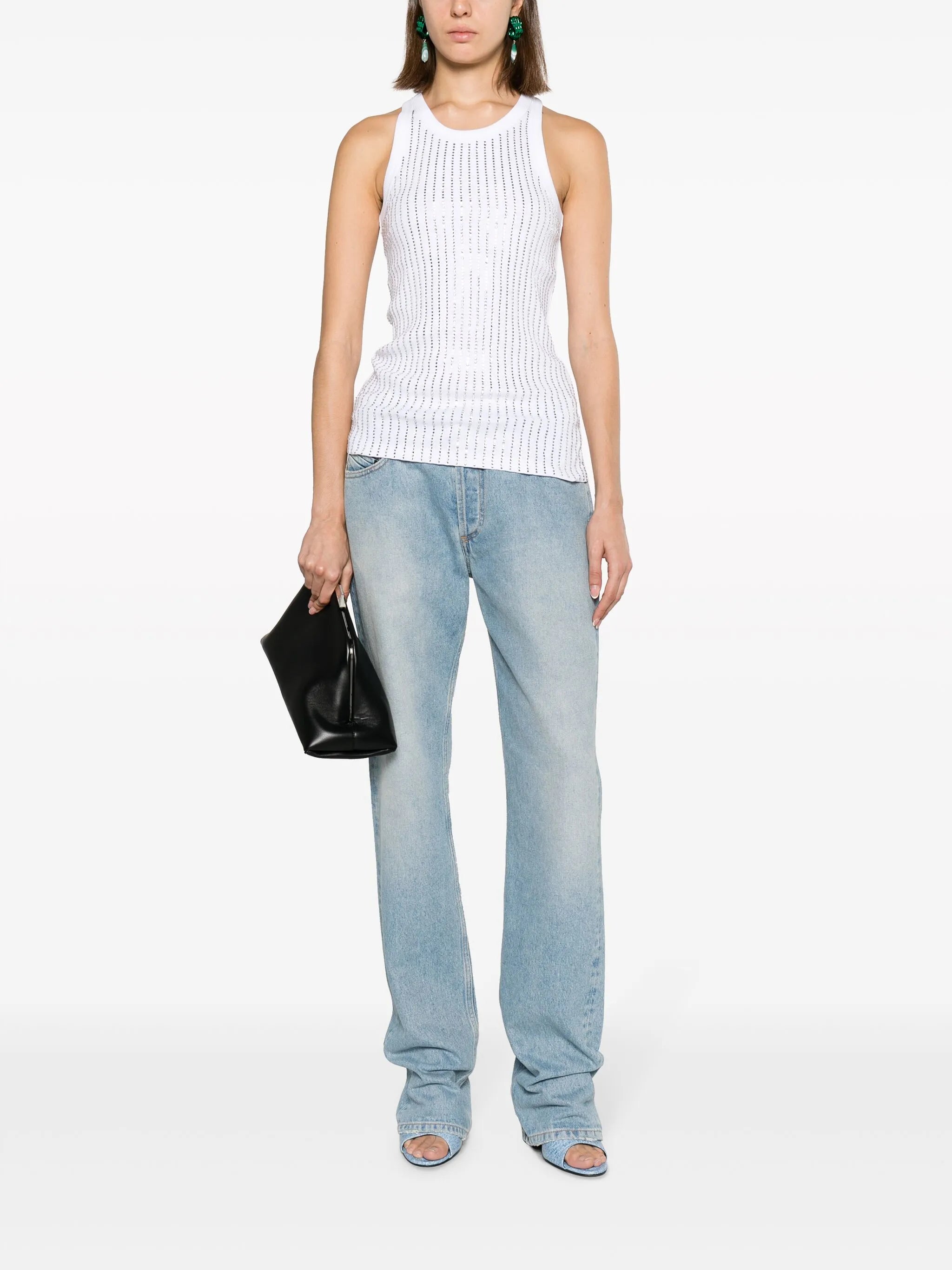crystal-embellished cotton top