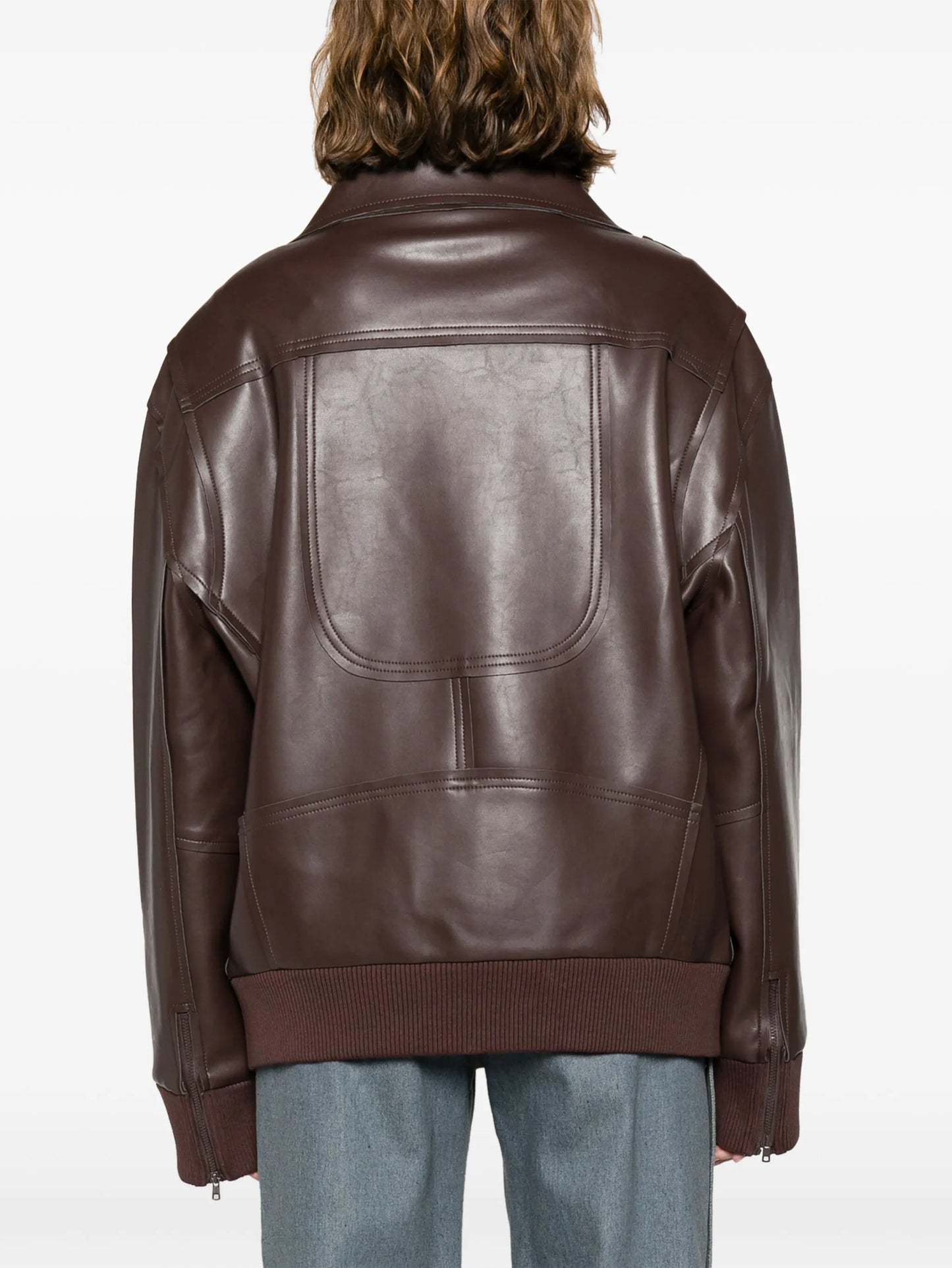 oversized zip-up biker jacket