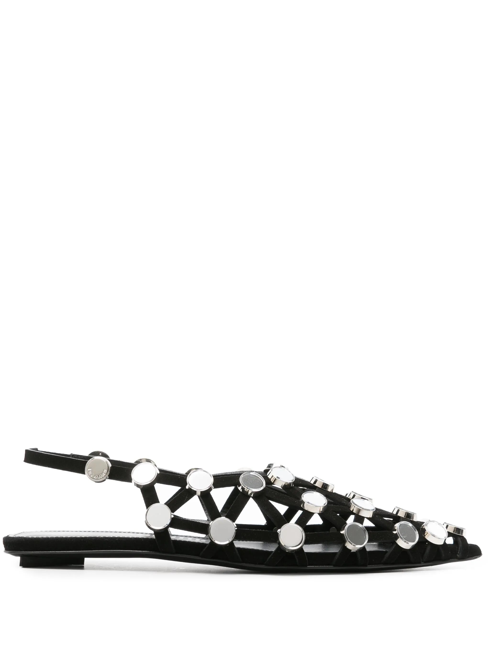 Grid rhinestone-embellished ballerina shoes
