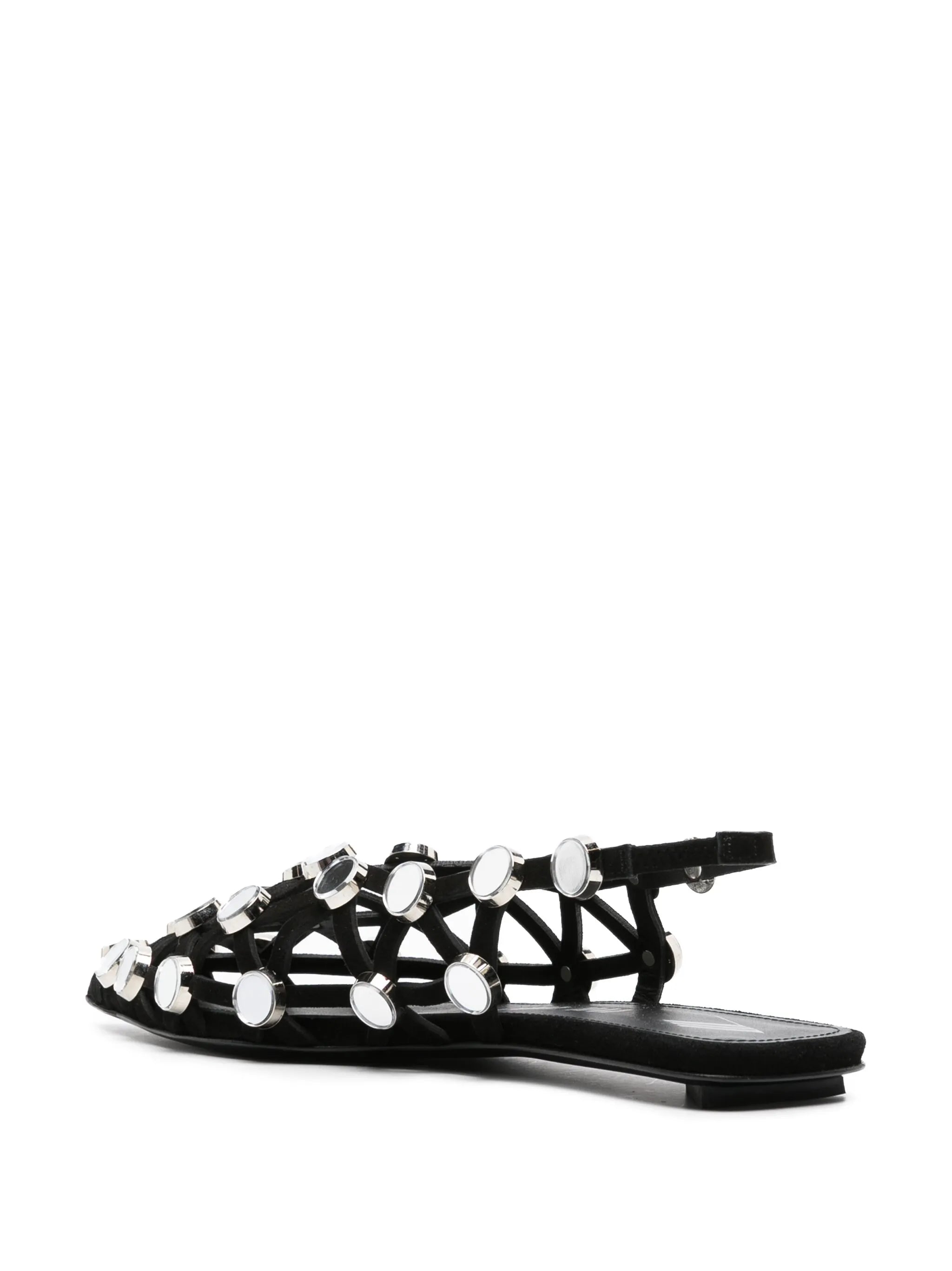 Grid rhinestone-embellished ballerina shoes