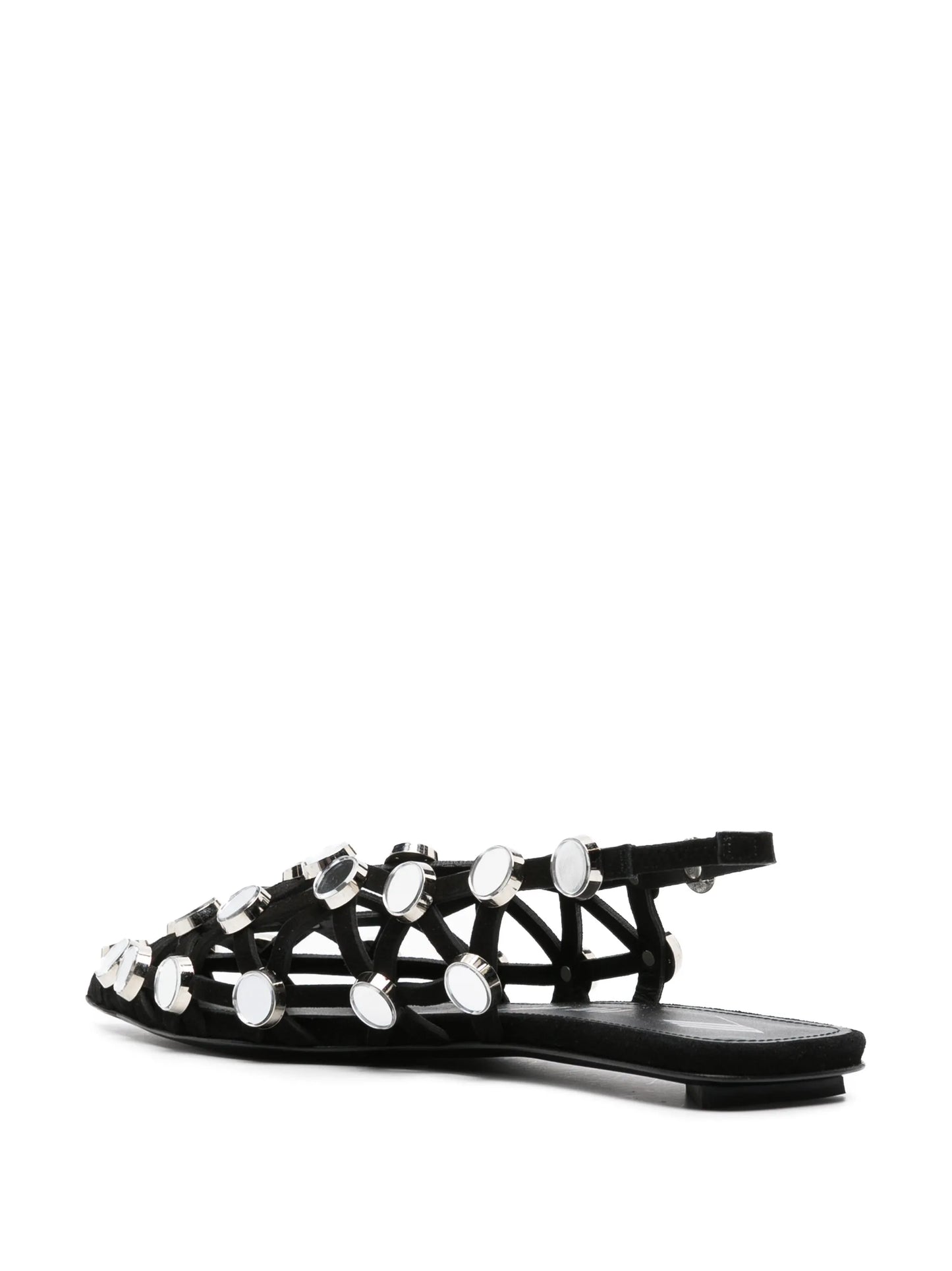 Grid rhinestone-embellished ballerina shoes