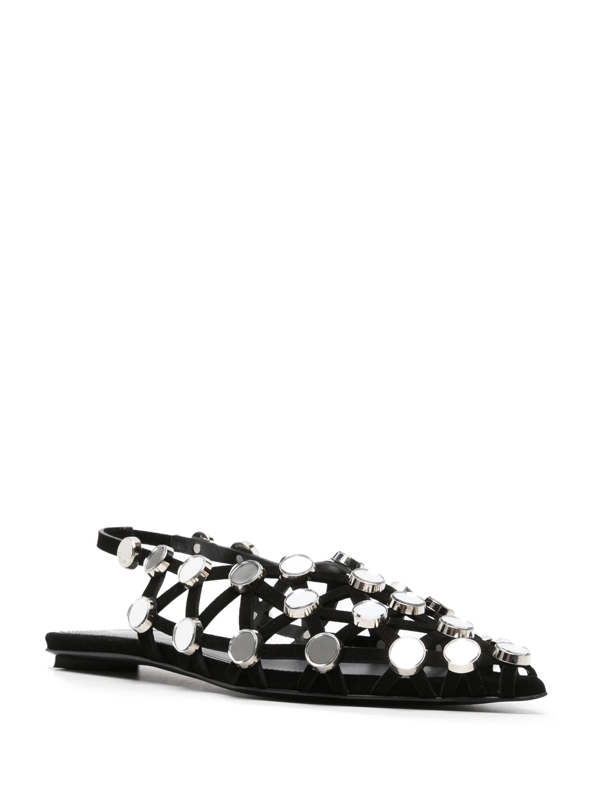 Grid rhinestone-embellished ballerina shoes