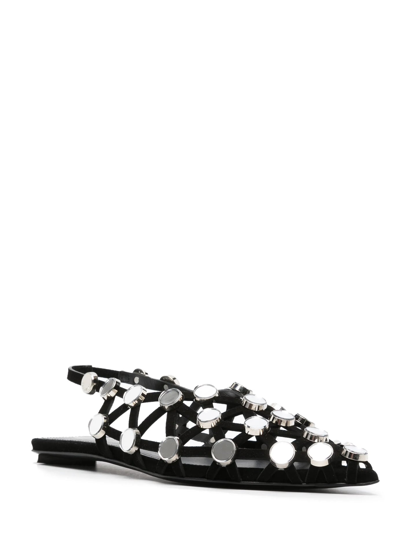 Grid rhinestone-embellished ballerina shoes