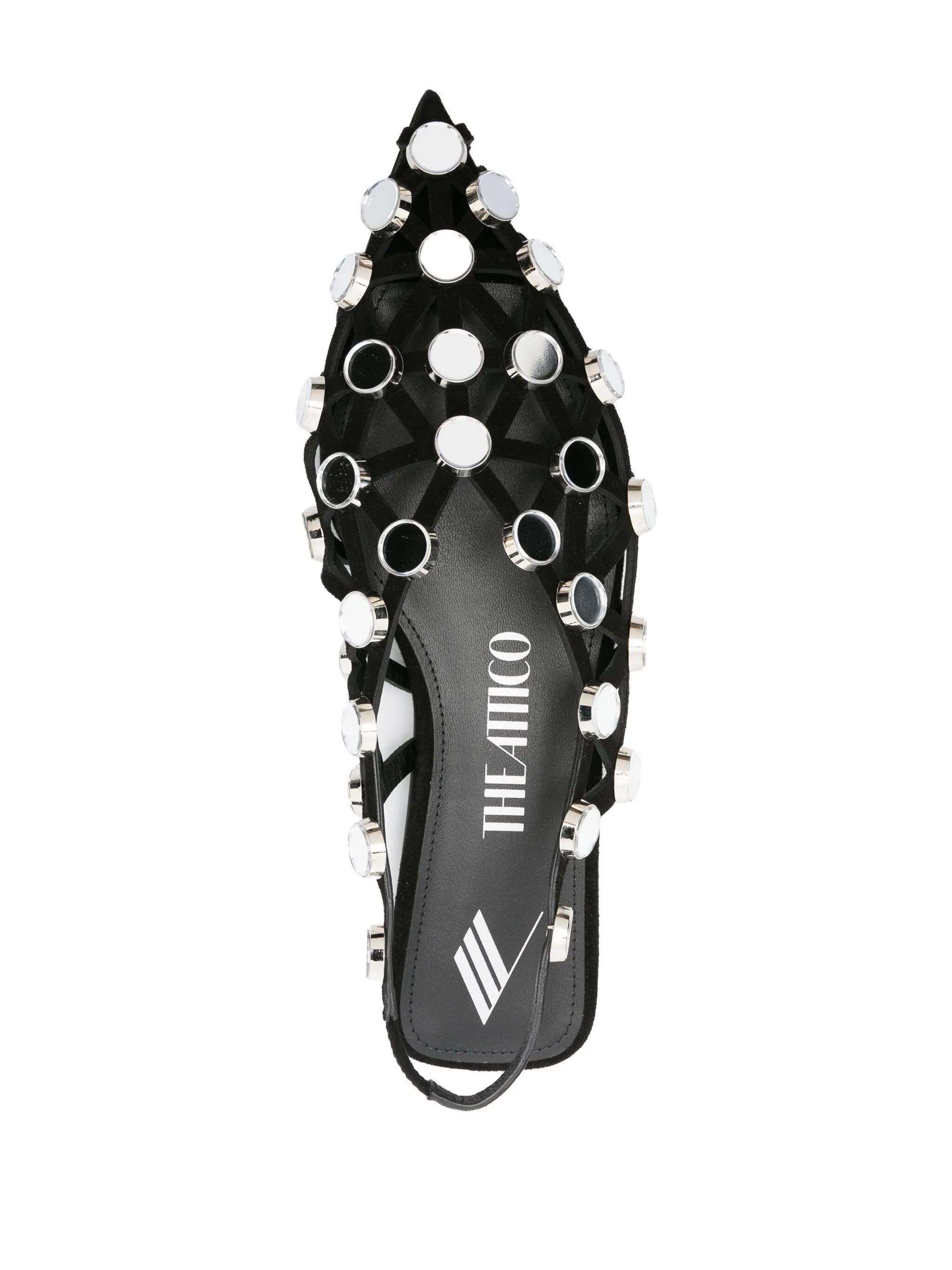 Grid rhinestone-embellished ballerina shoes