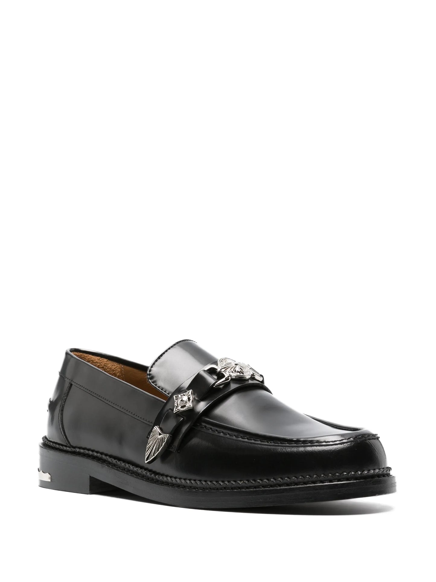 logo-plaque leather loafers