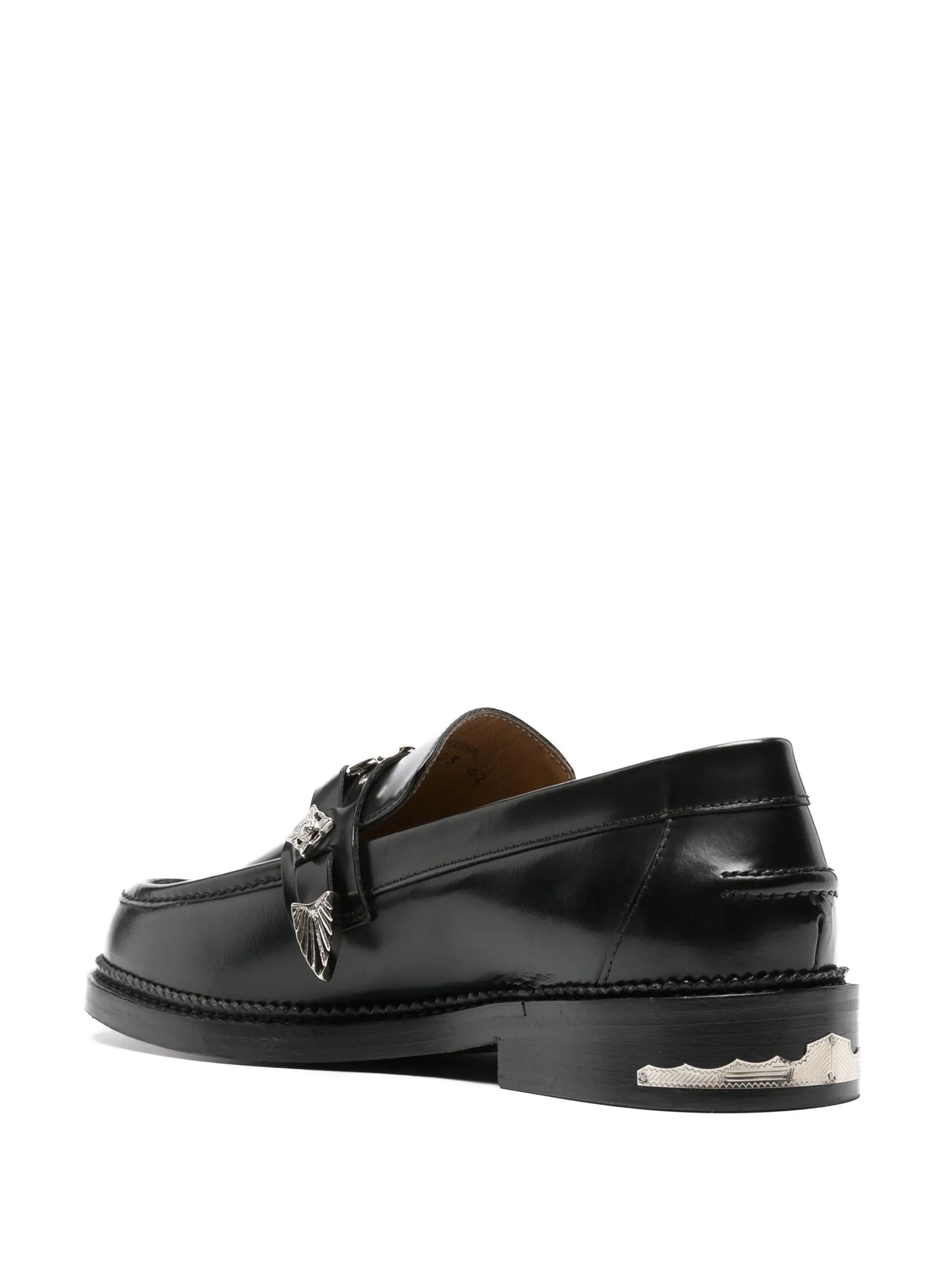 logo-plaque leather loafers