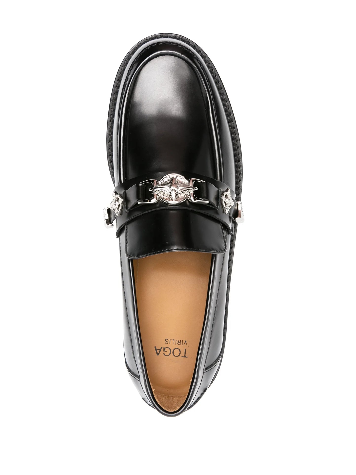 logo-plaque leather loafers