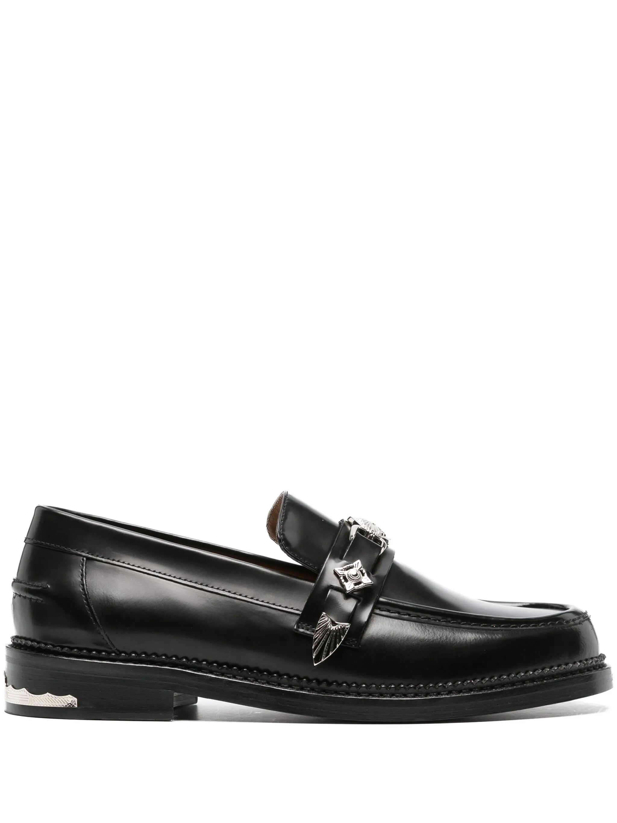 logo-plaque leather loafers