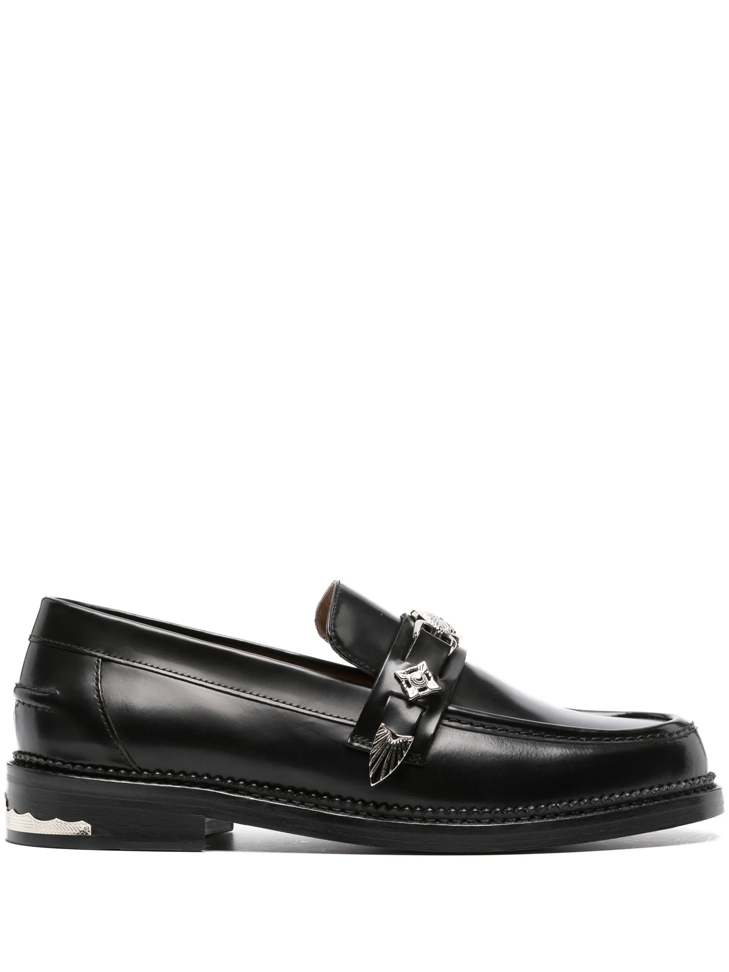 logo-plaque leather loafers