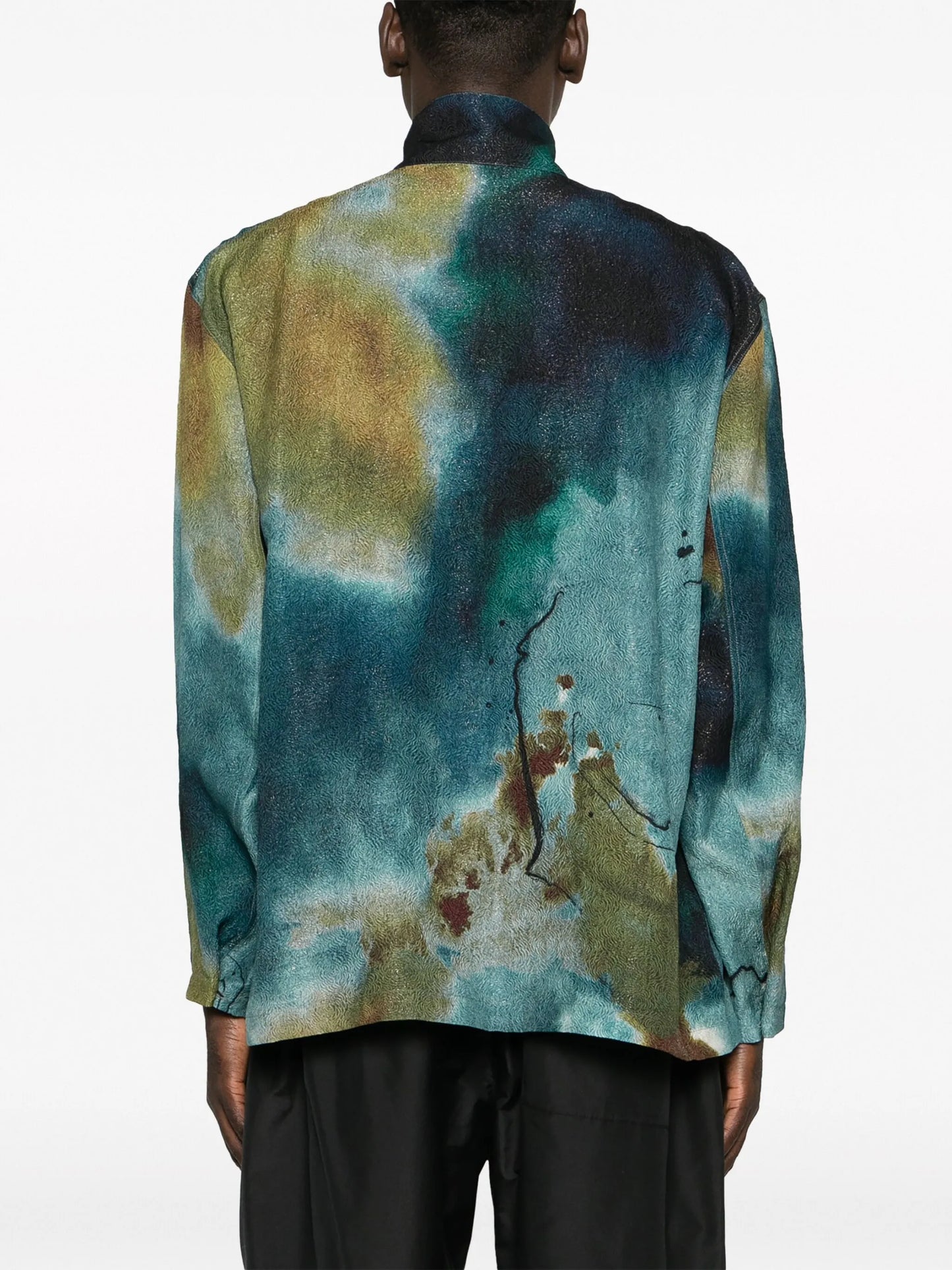 stand-collar abstract-print shirt