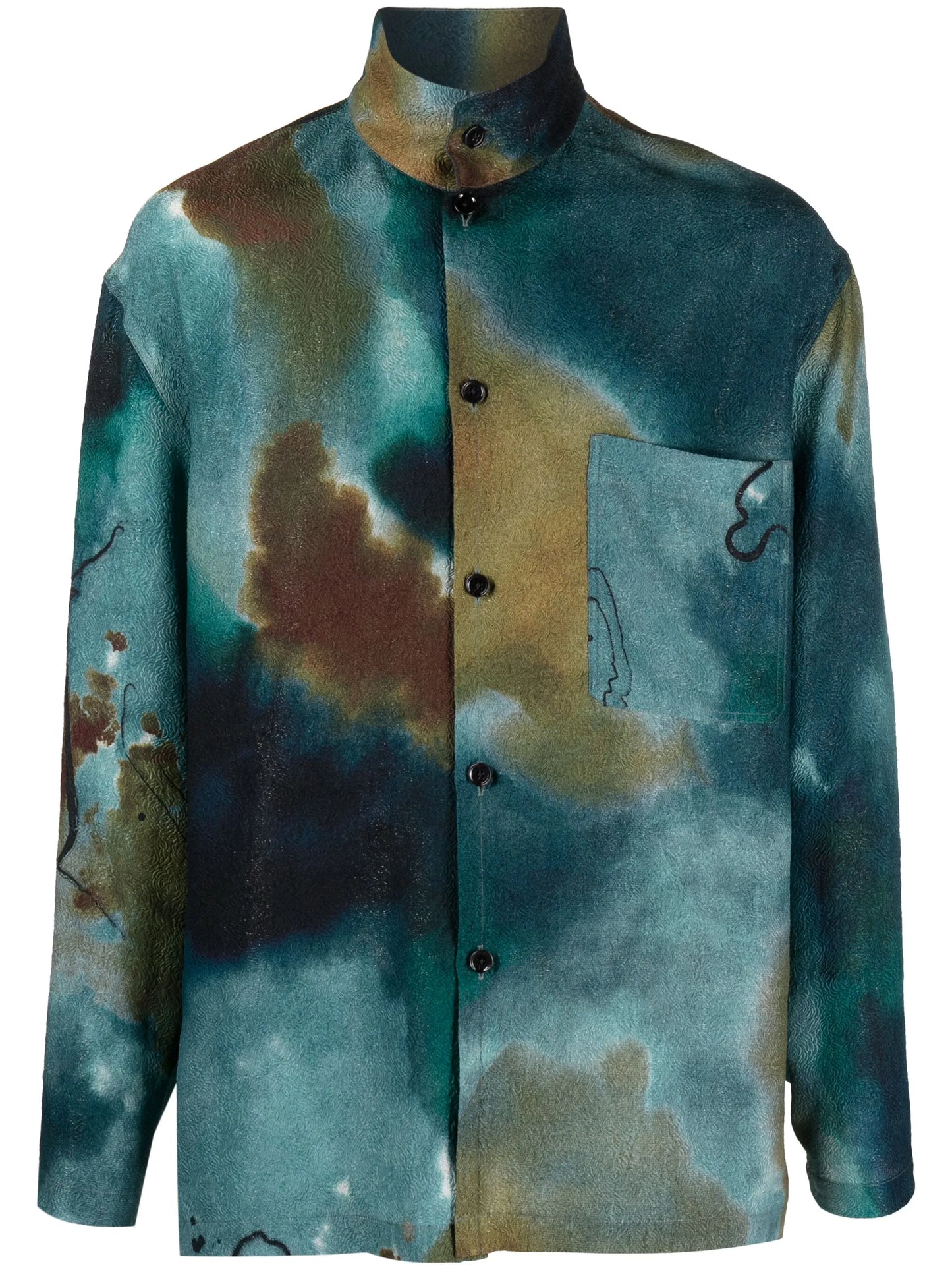 stand-collar abstract-print shirt
