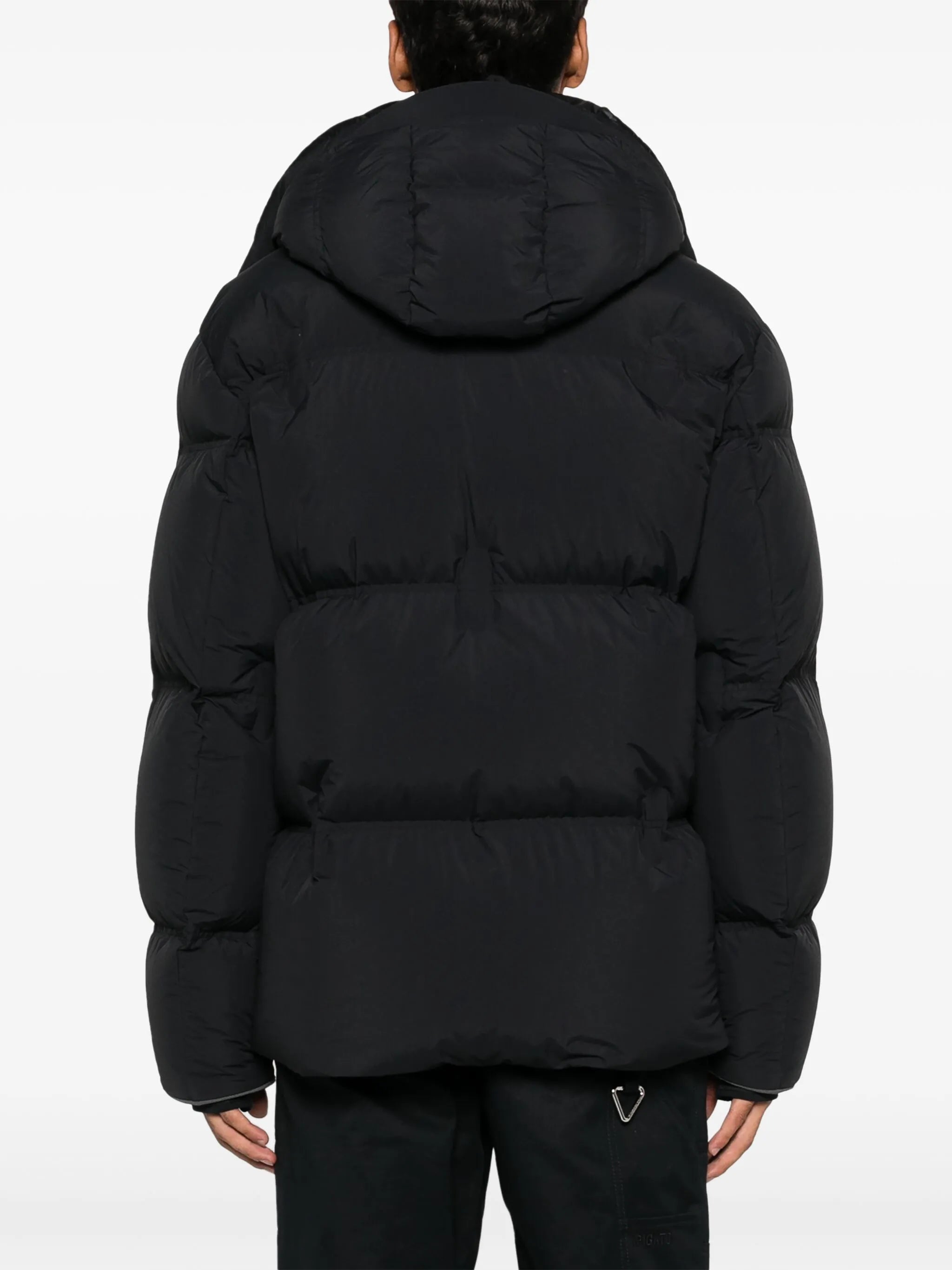 drawstring-hooded padded jacket