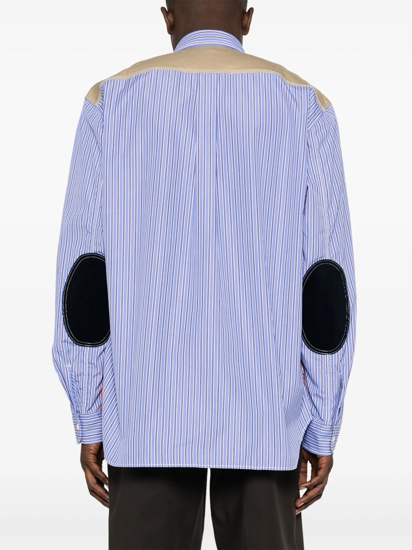 quilted-panel striped shirt