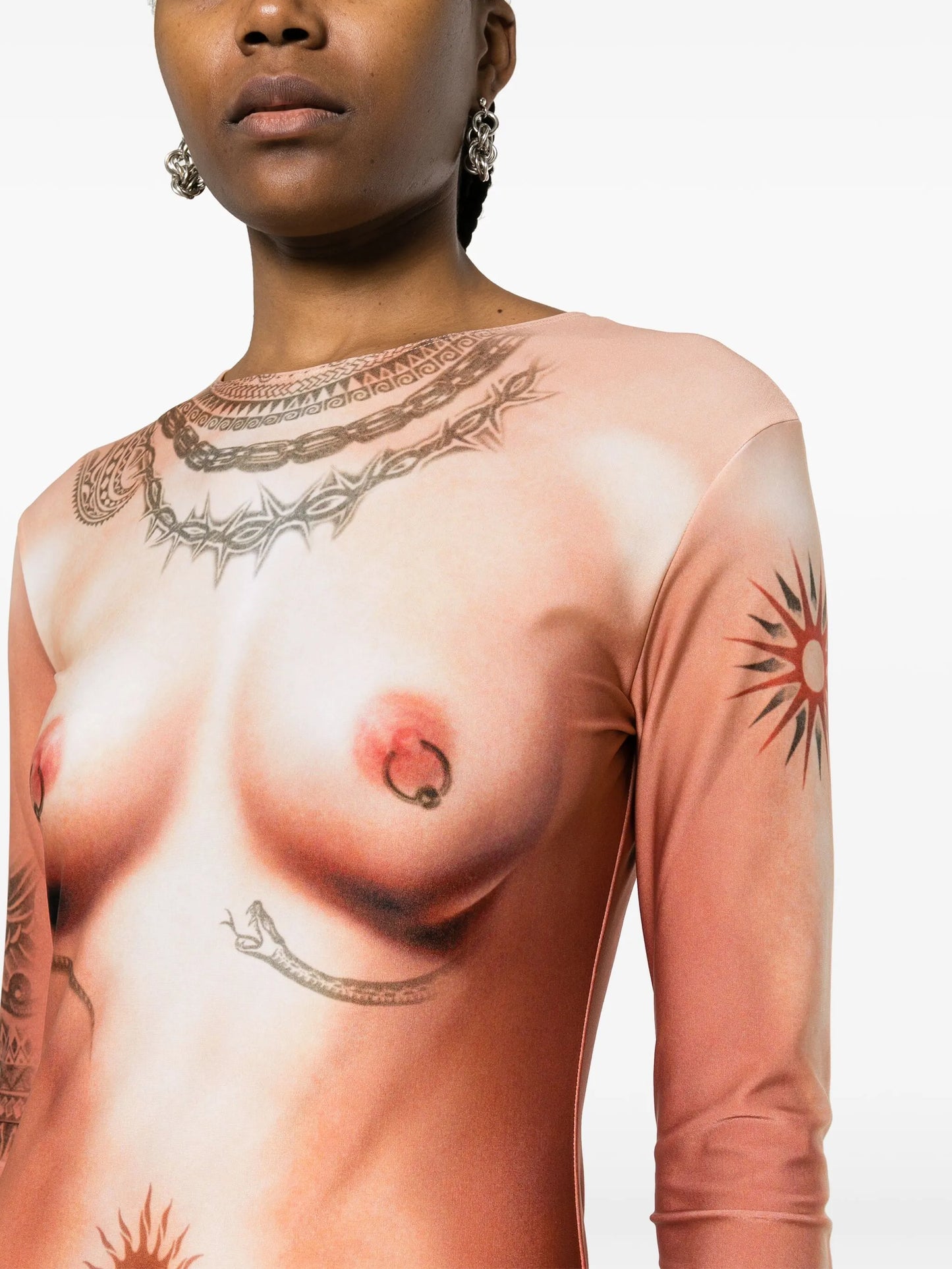 tattoo-print trompe l'oeil maxidress