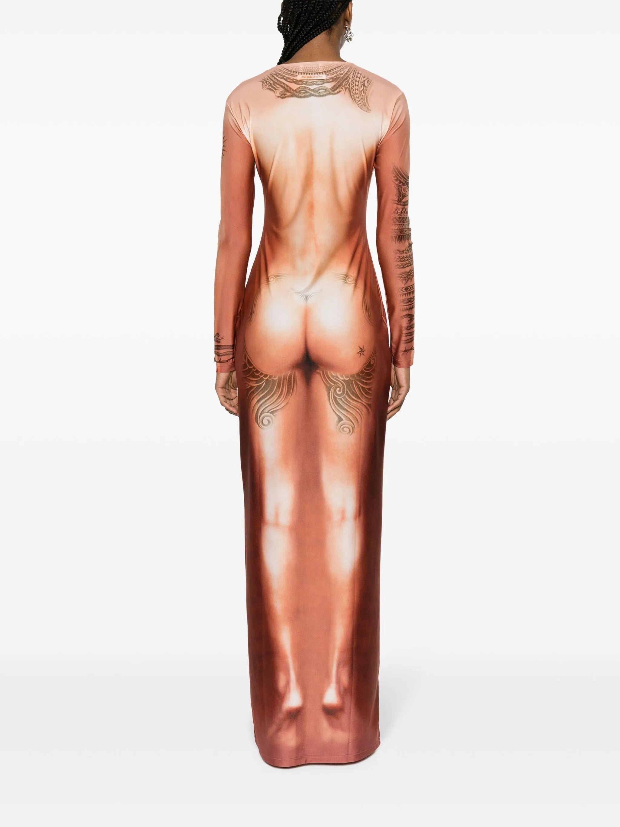 tattoo-print trompe l'oeil maxidress