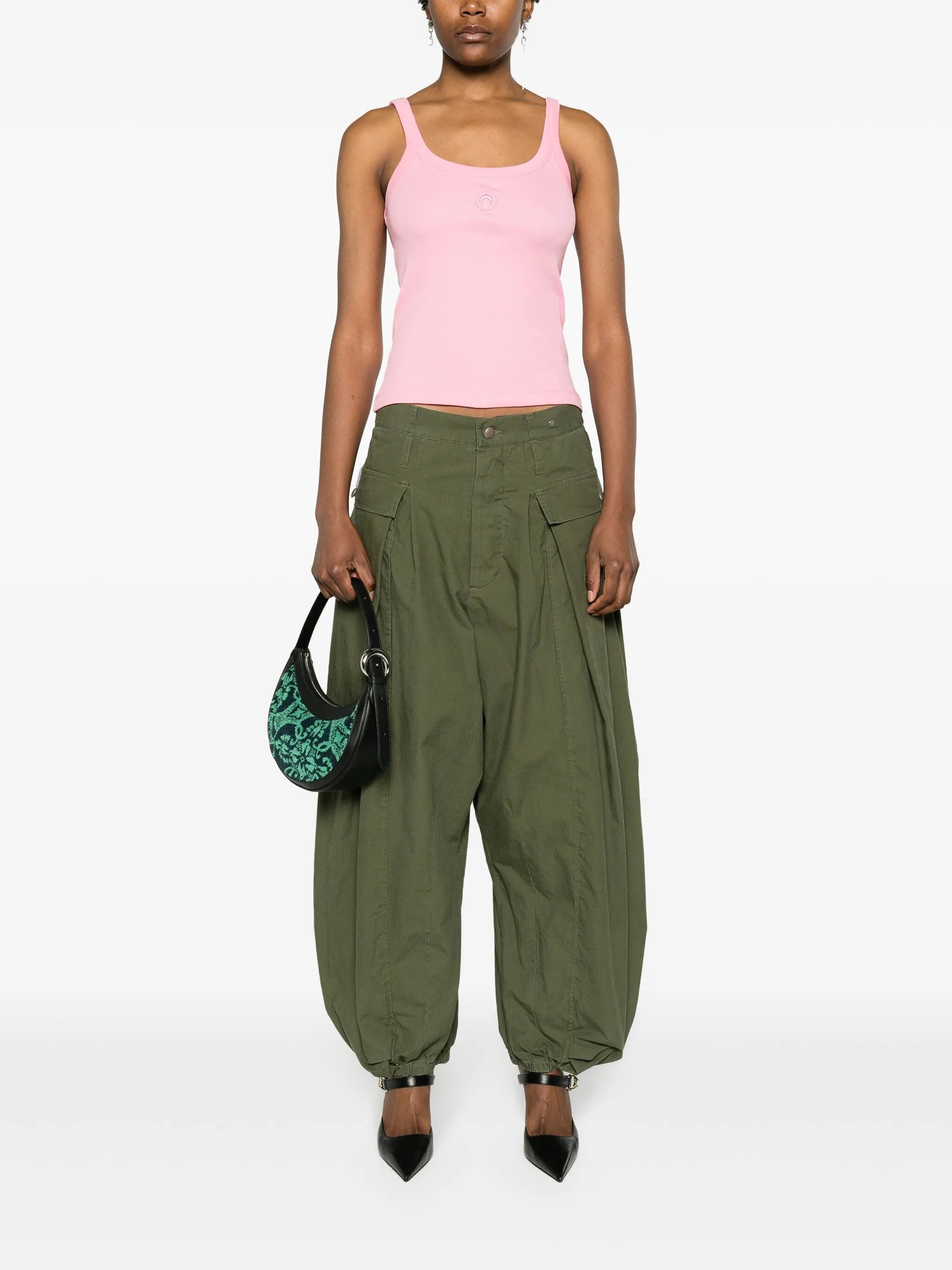 logo-embroidered tank top