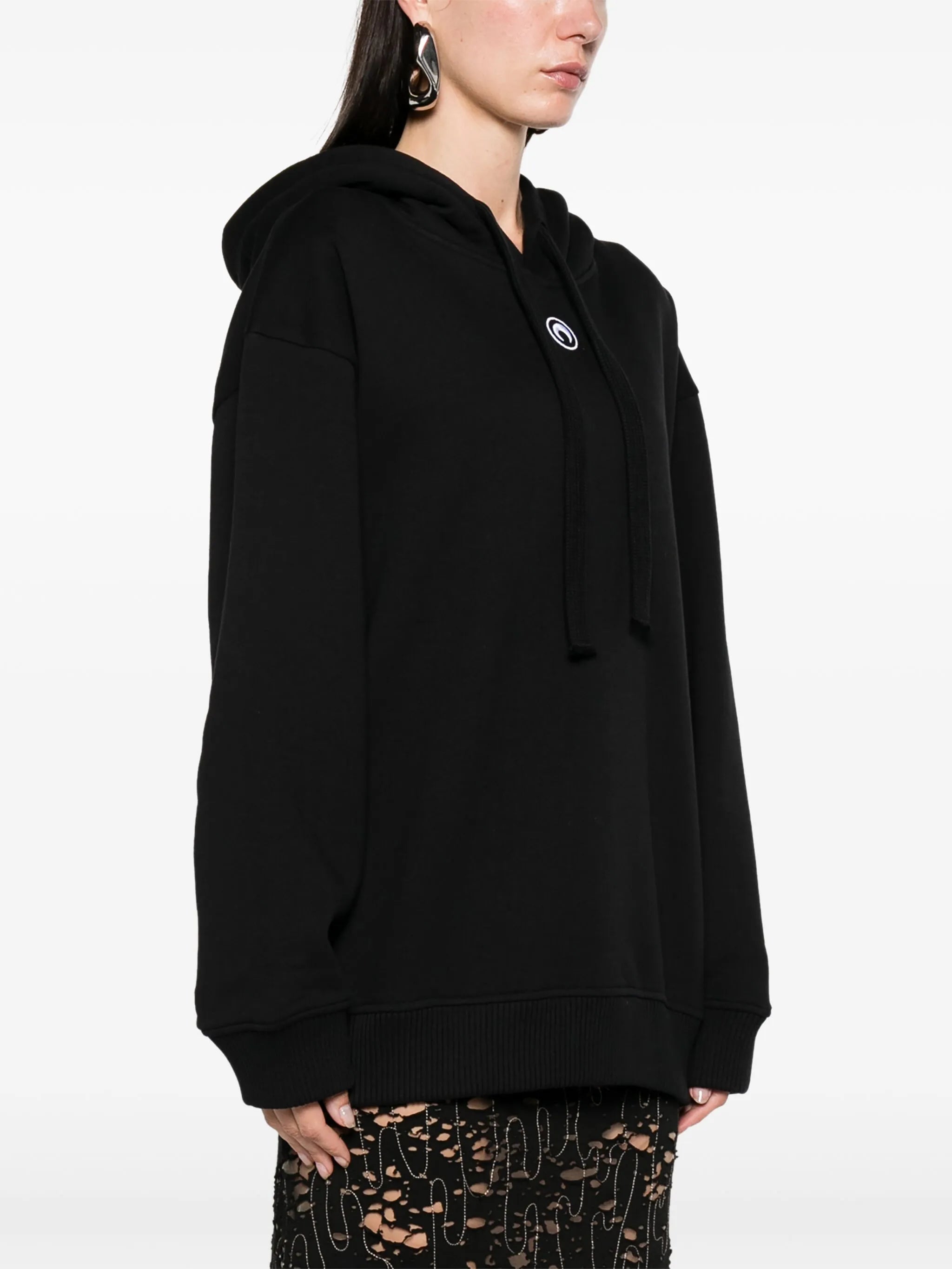 Moon-embroidered organic cotton hoodie