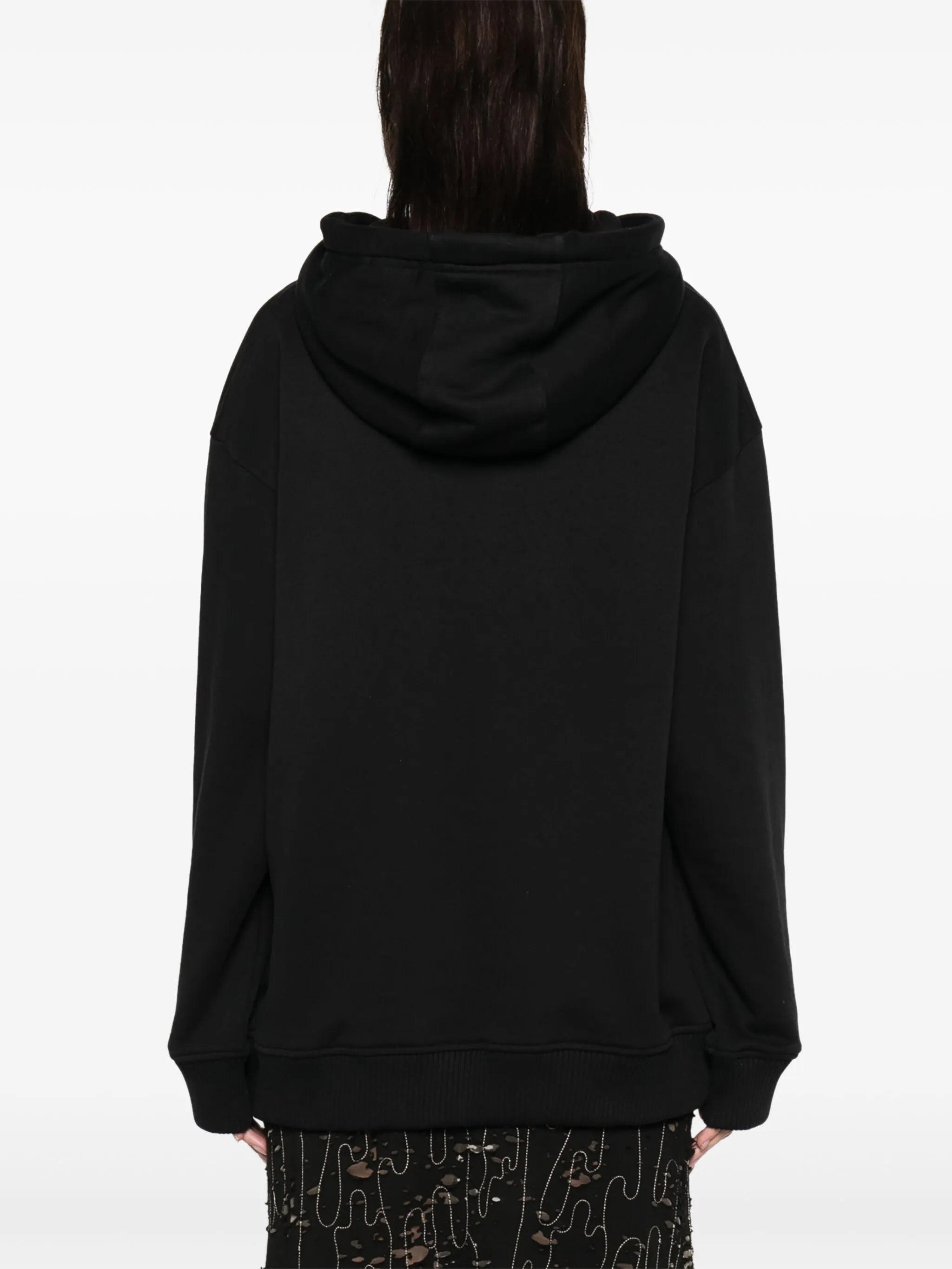 Moon-embroidered organic cotton hoodie