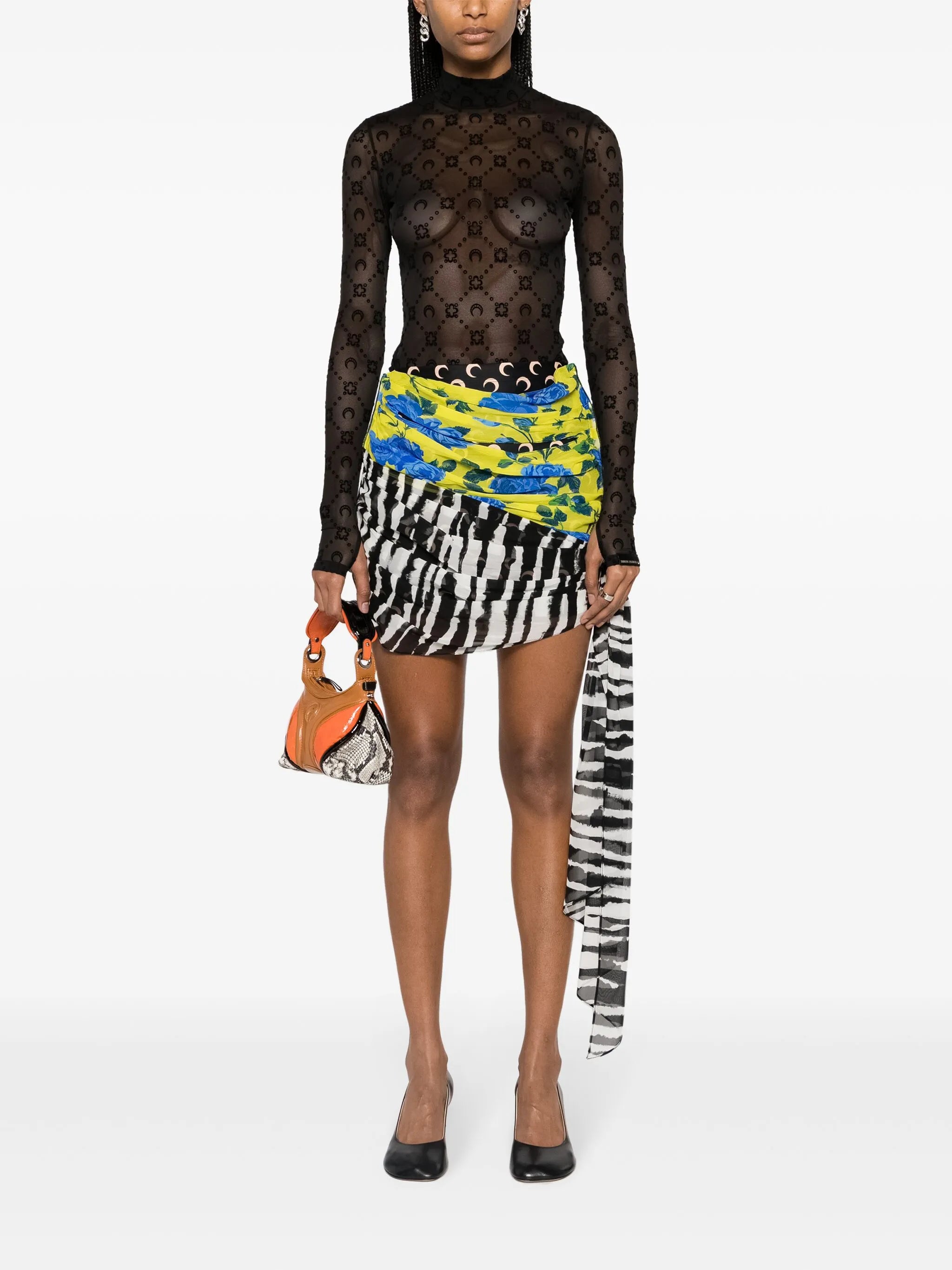 Regenerated Scarves draped skirt