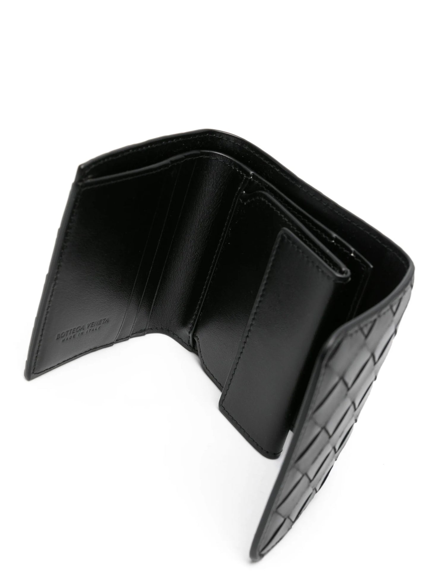 Intrecciato leather tri-fold wallet