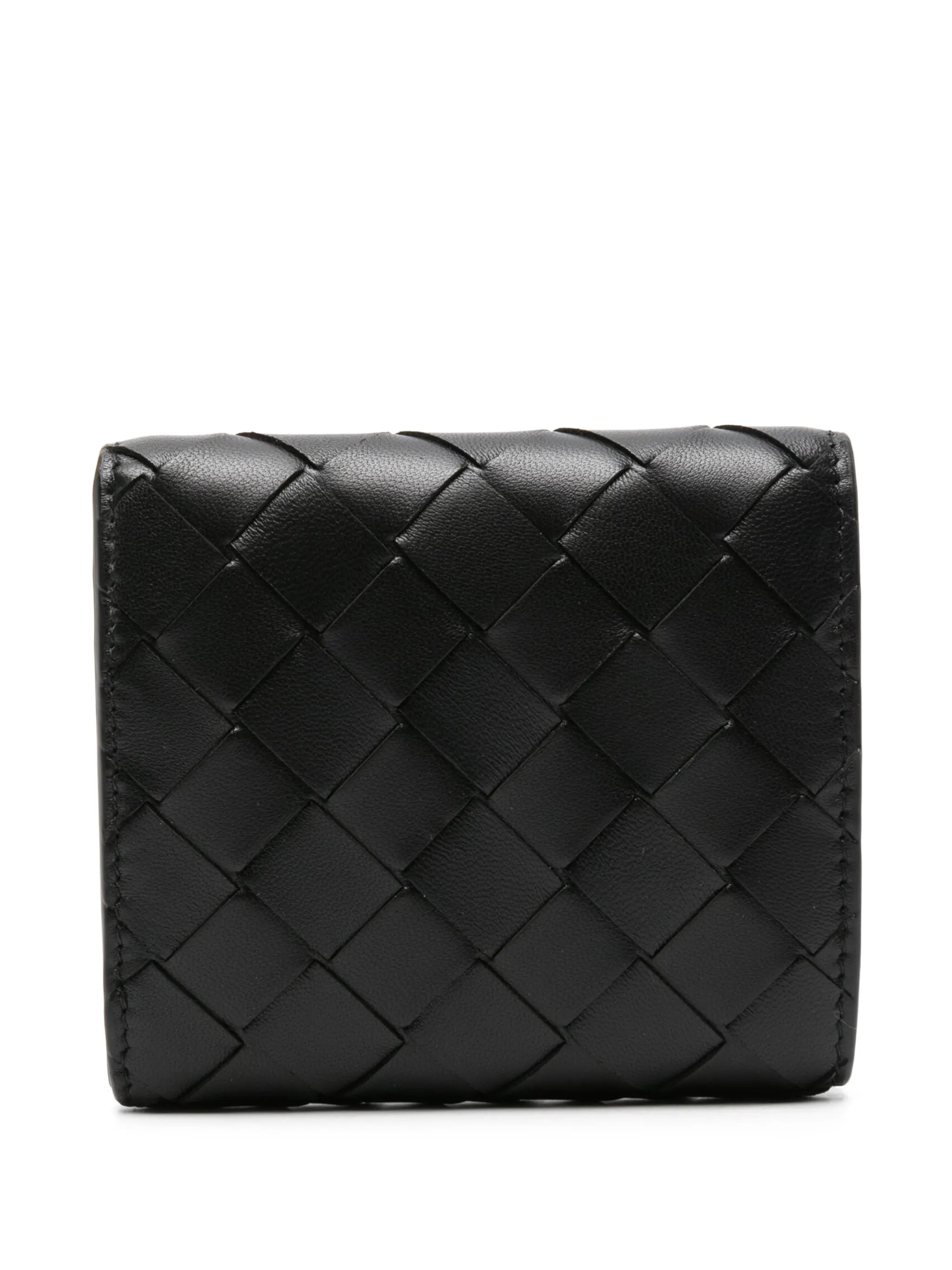 Intrecciato leather tri-fold wallet