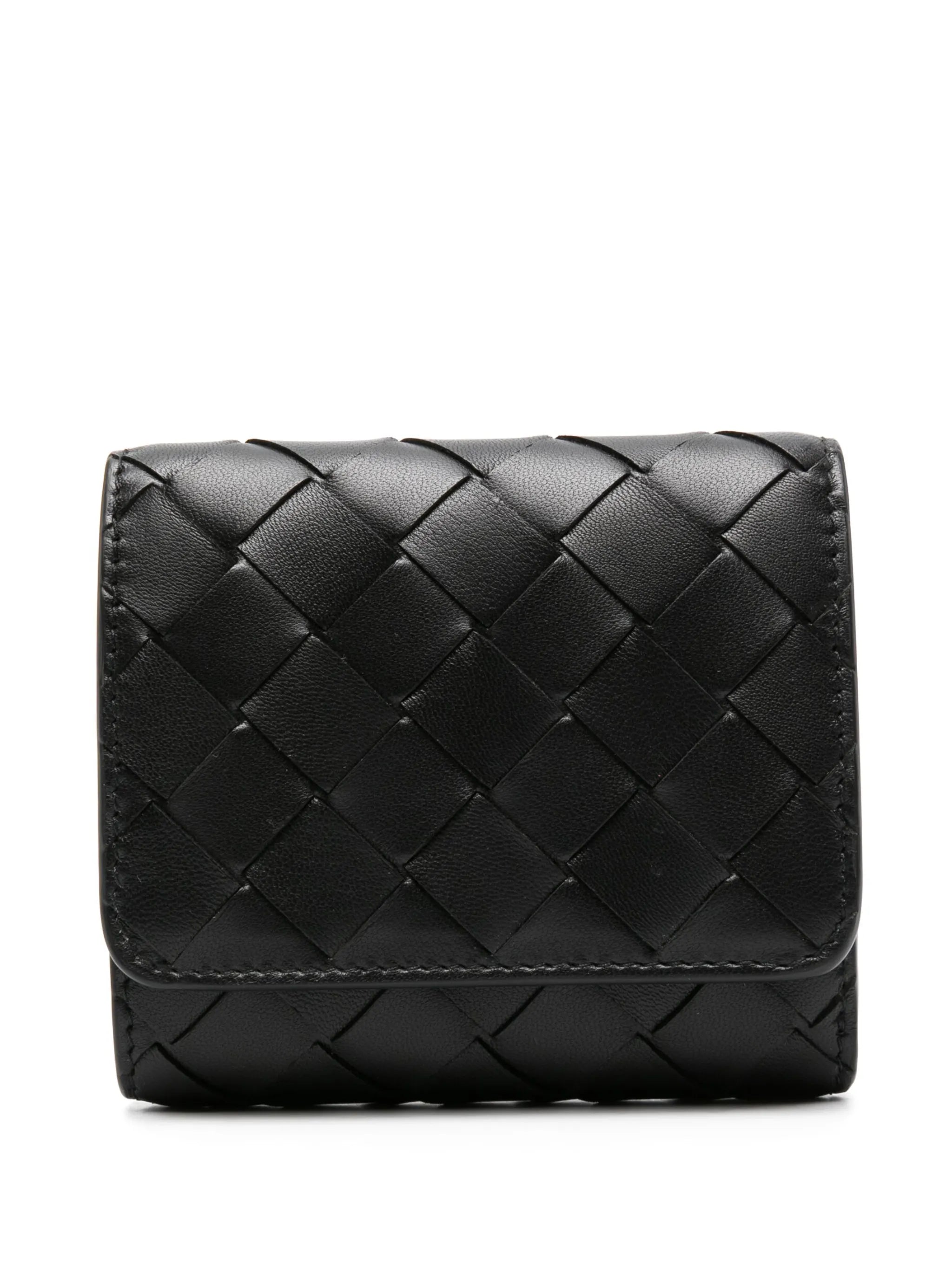 Intrecciato leather tri-fold wallet