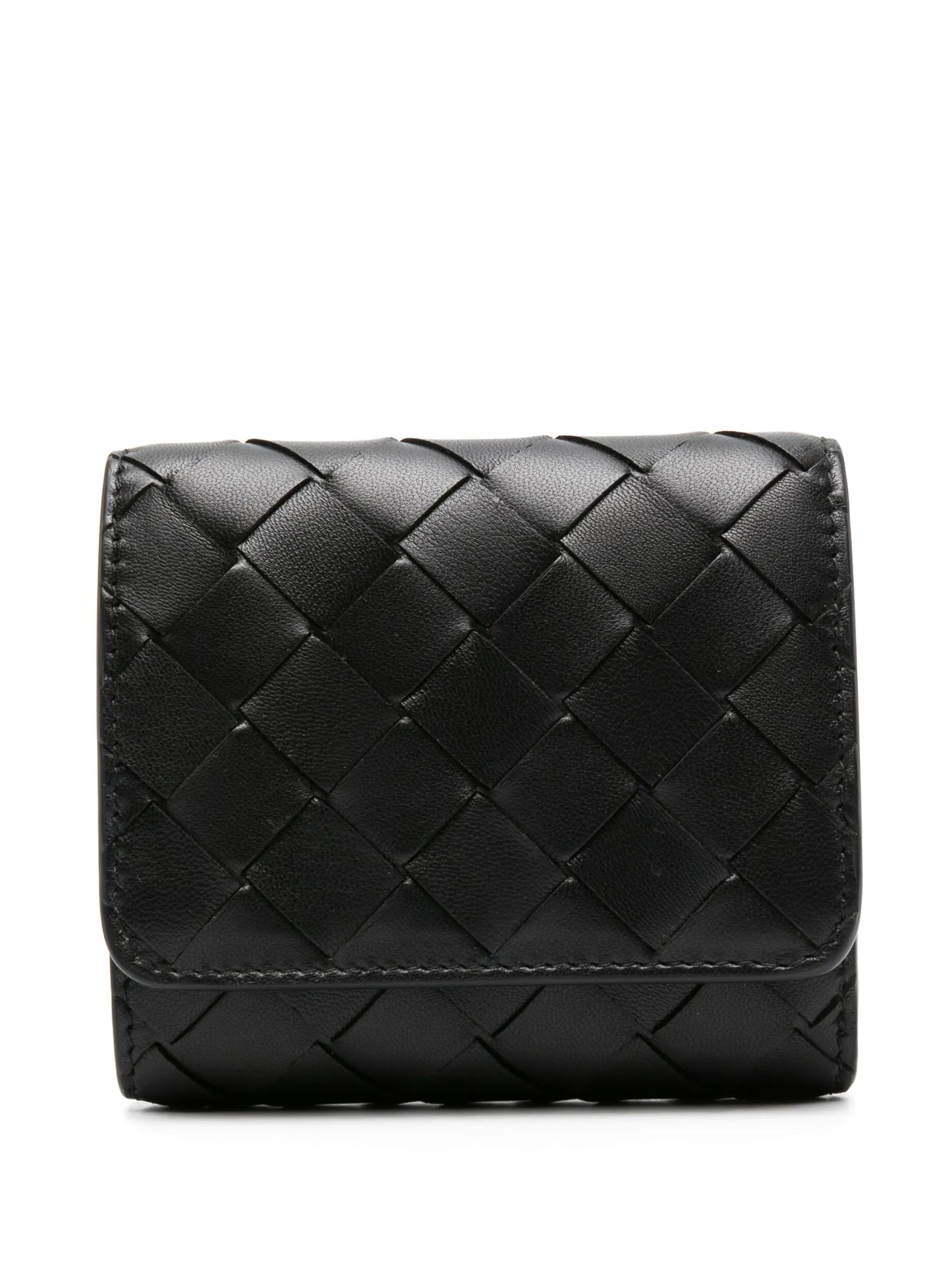 Intrecciato leather tri-fold wallet