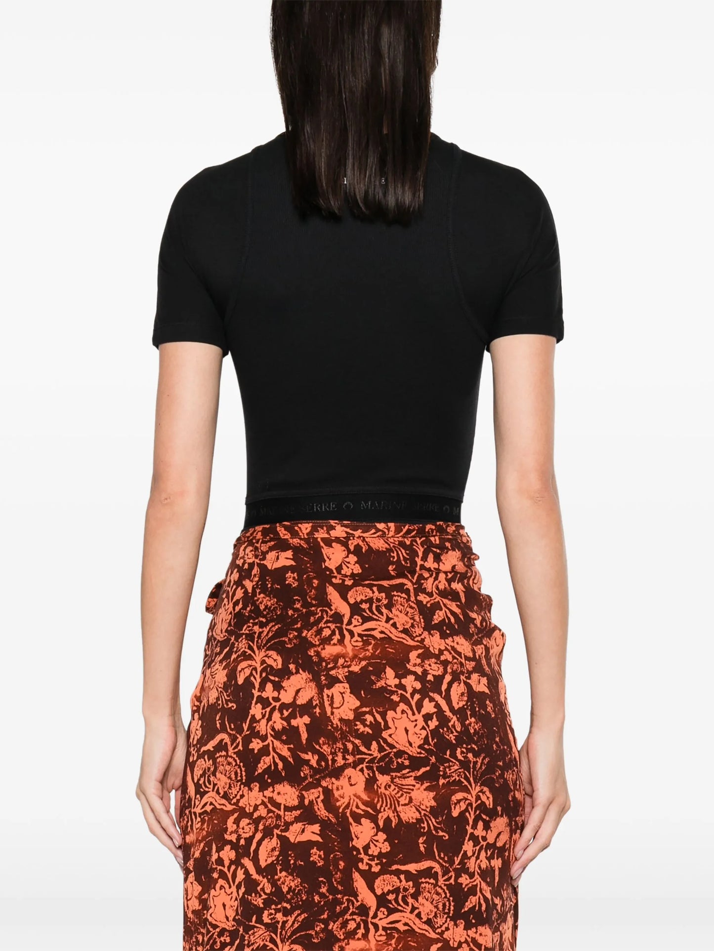 Moon-embroidered ribbed body