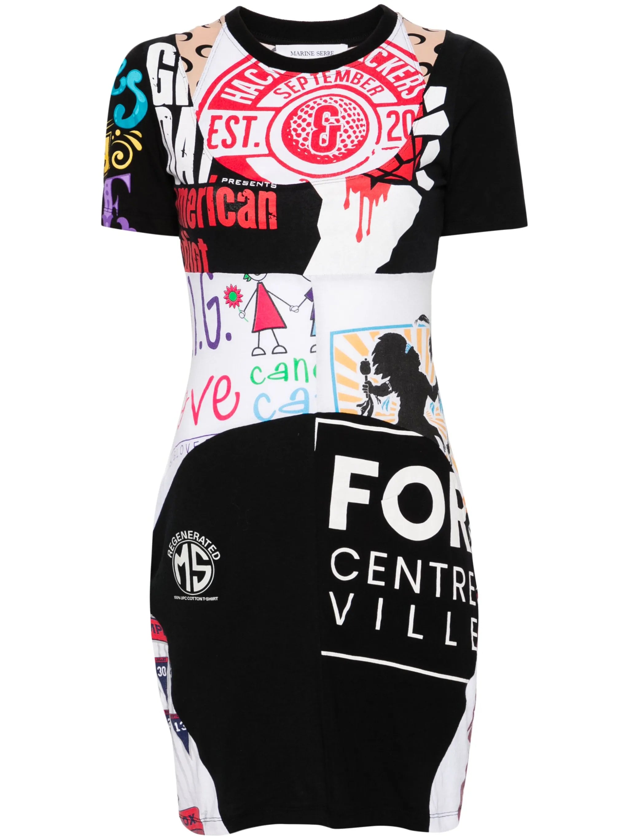 patchwork cotton minidress