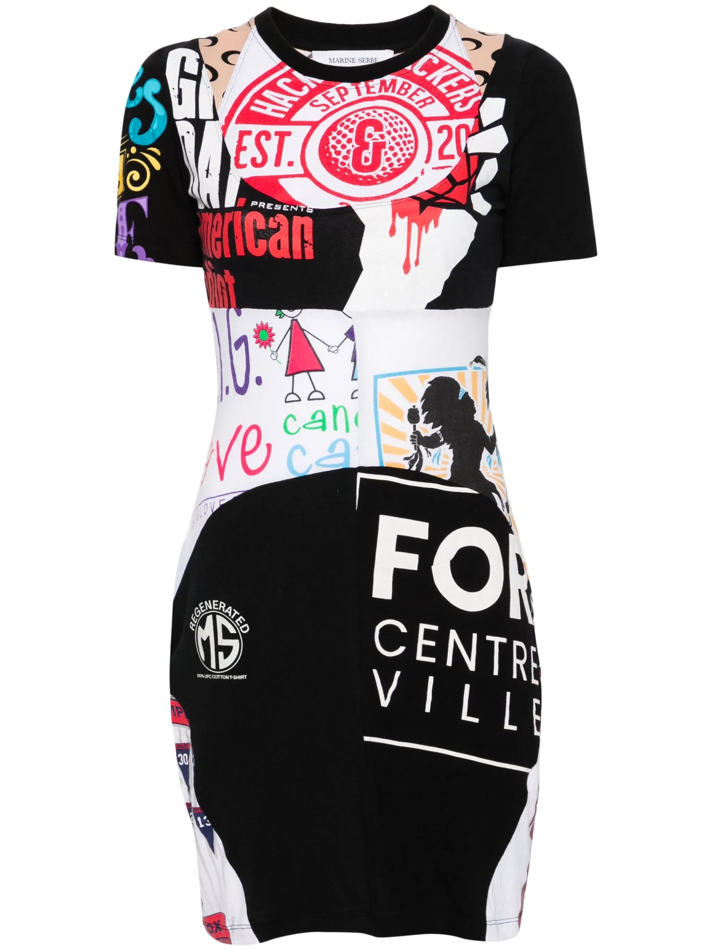 patchwork cotton minidress