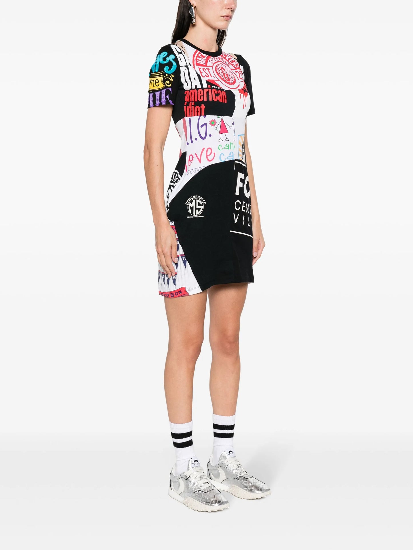 patchwork cotton minidress