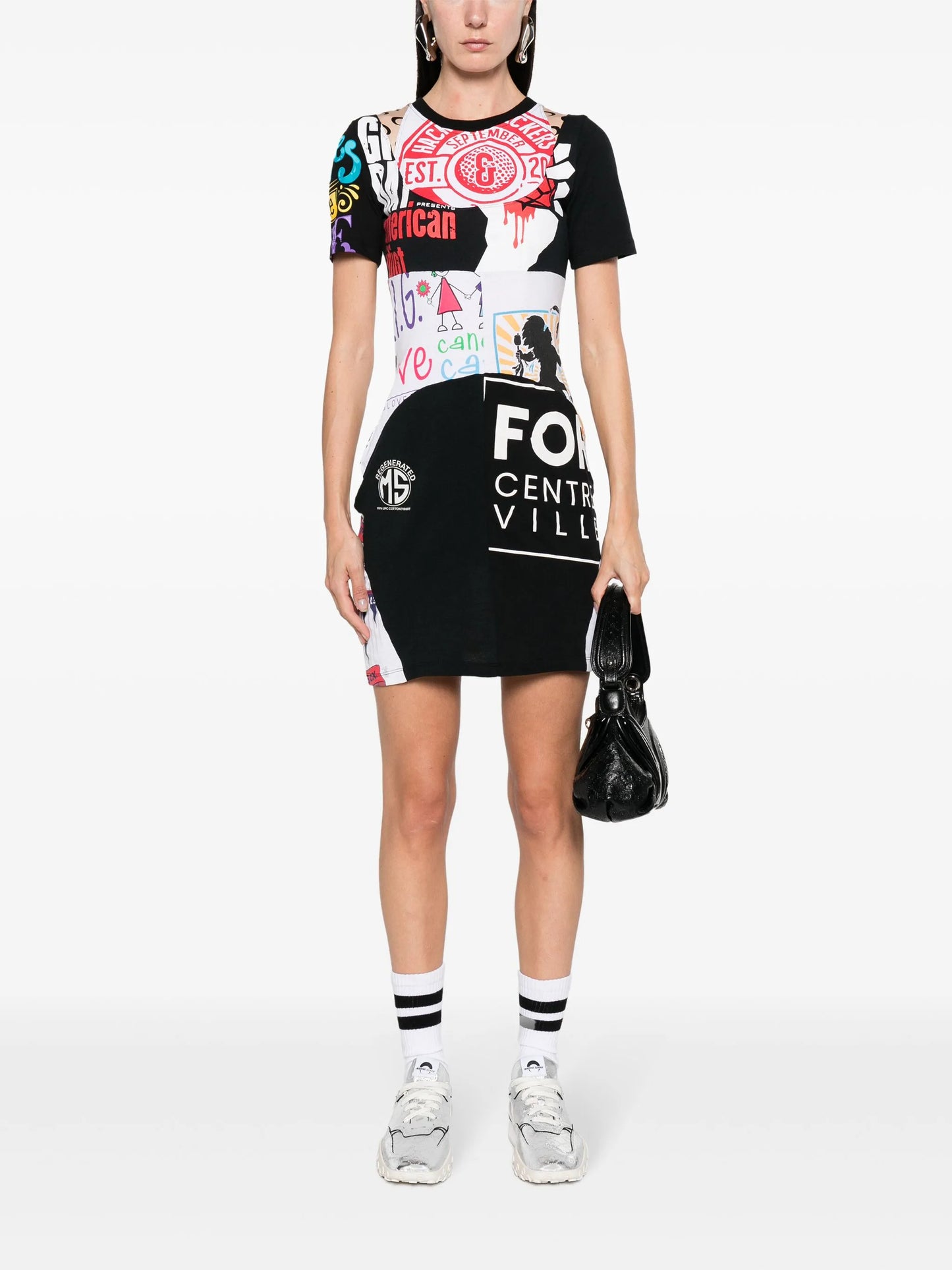 patchwork cotton minidress