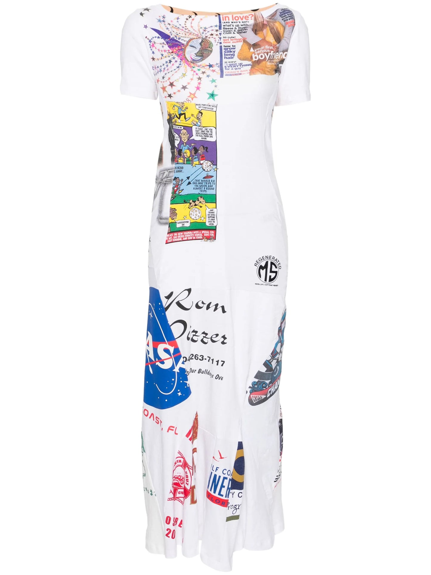 Regenerated graphic-print maxi dress