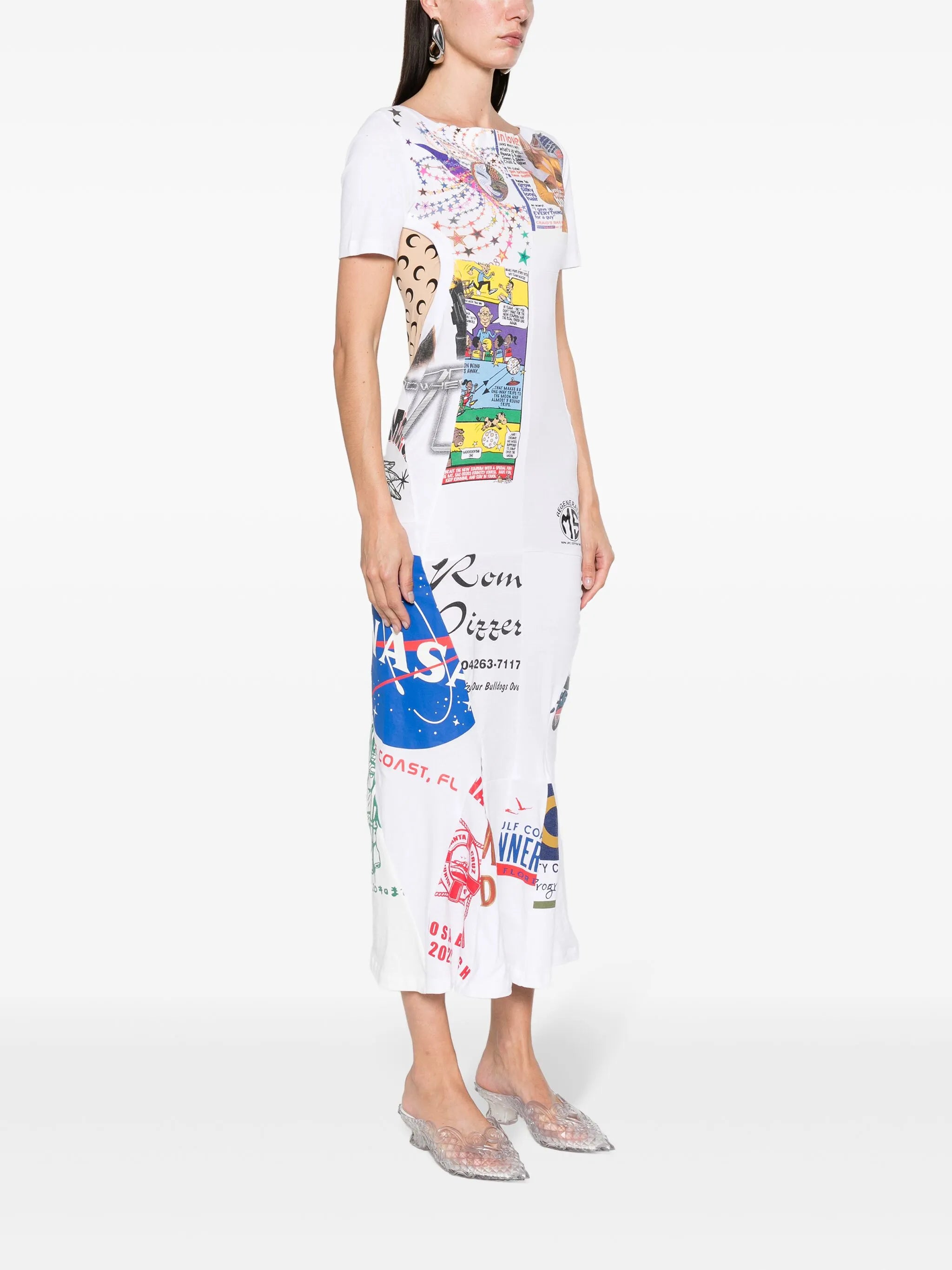 Regenerated graphic-print maxi dress