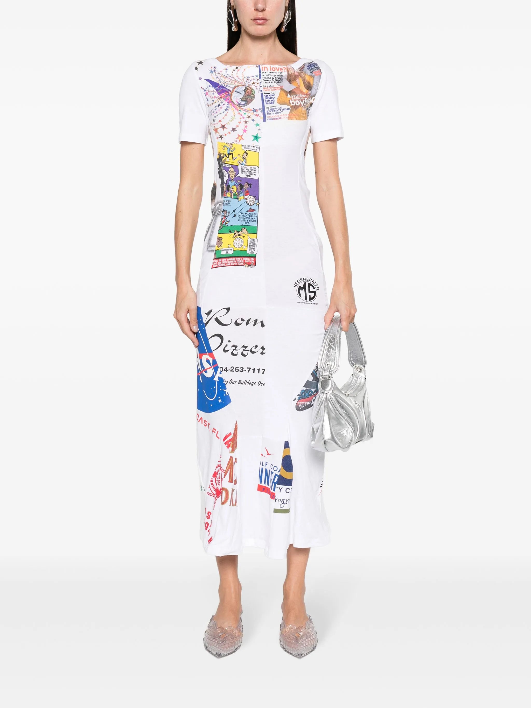 Regenerated graphic-print maxi dress