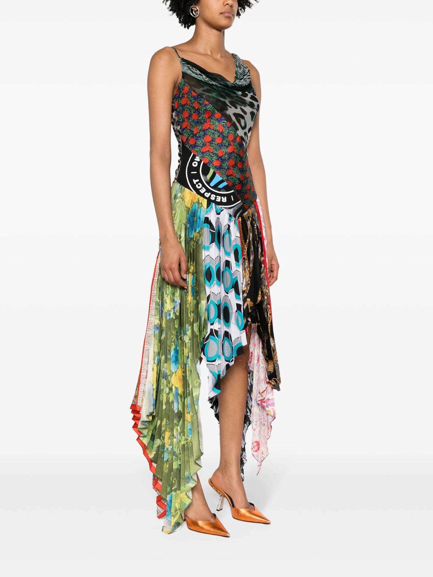 Regenerated Scarves silk midi dress