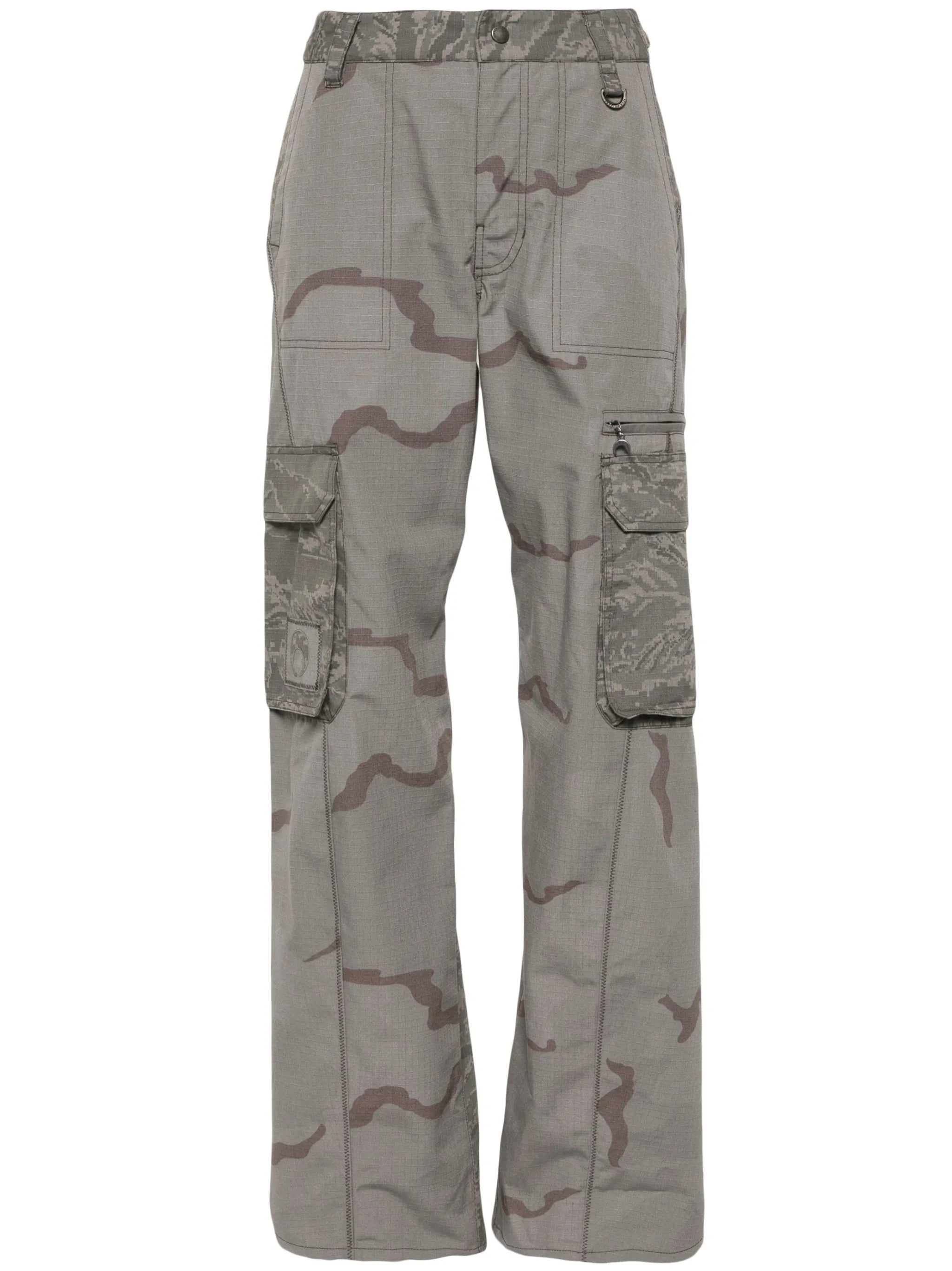 Regenerated wide-leg cargo trousers