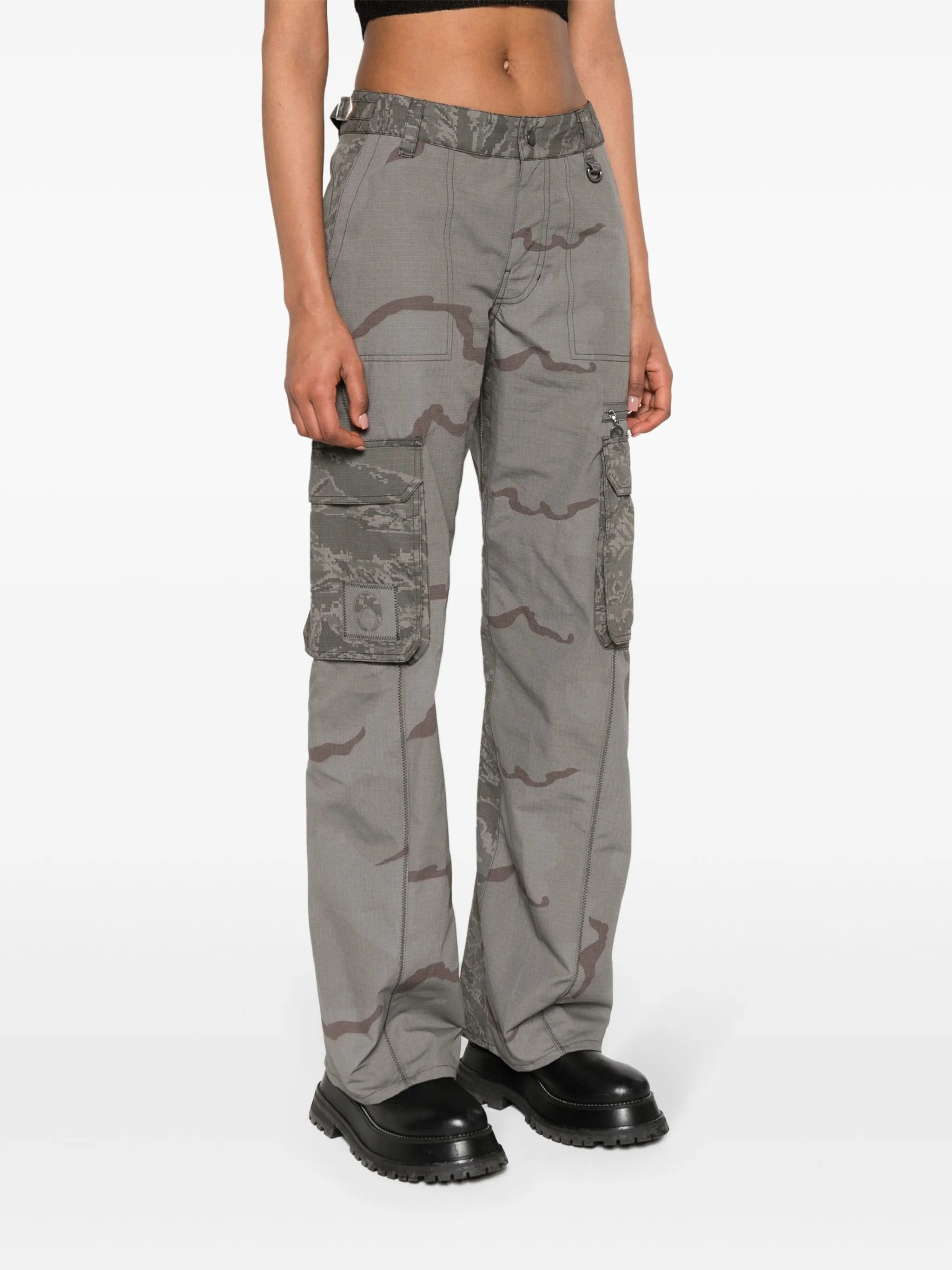 Regenerated wide-leg cargo trousers