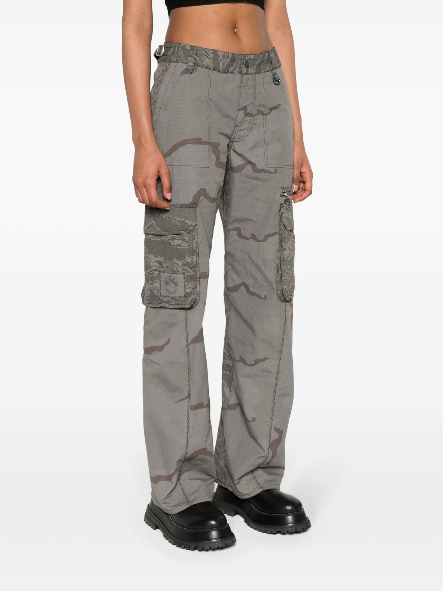Regenerated wide-leg cargo trousers