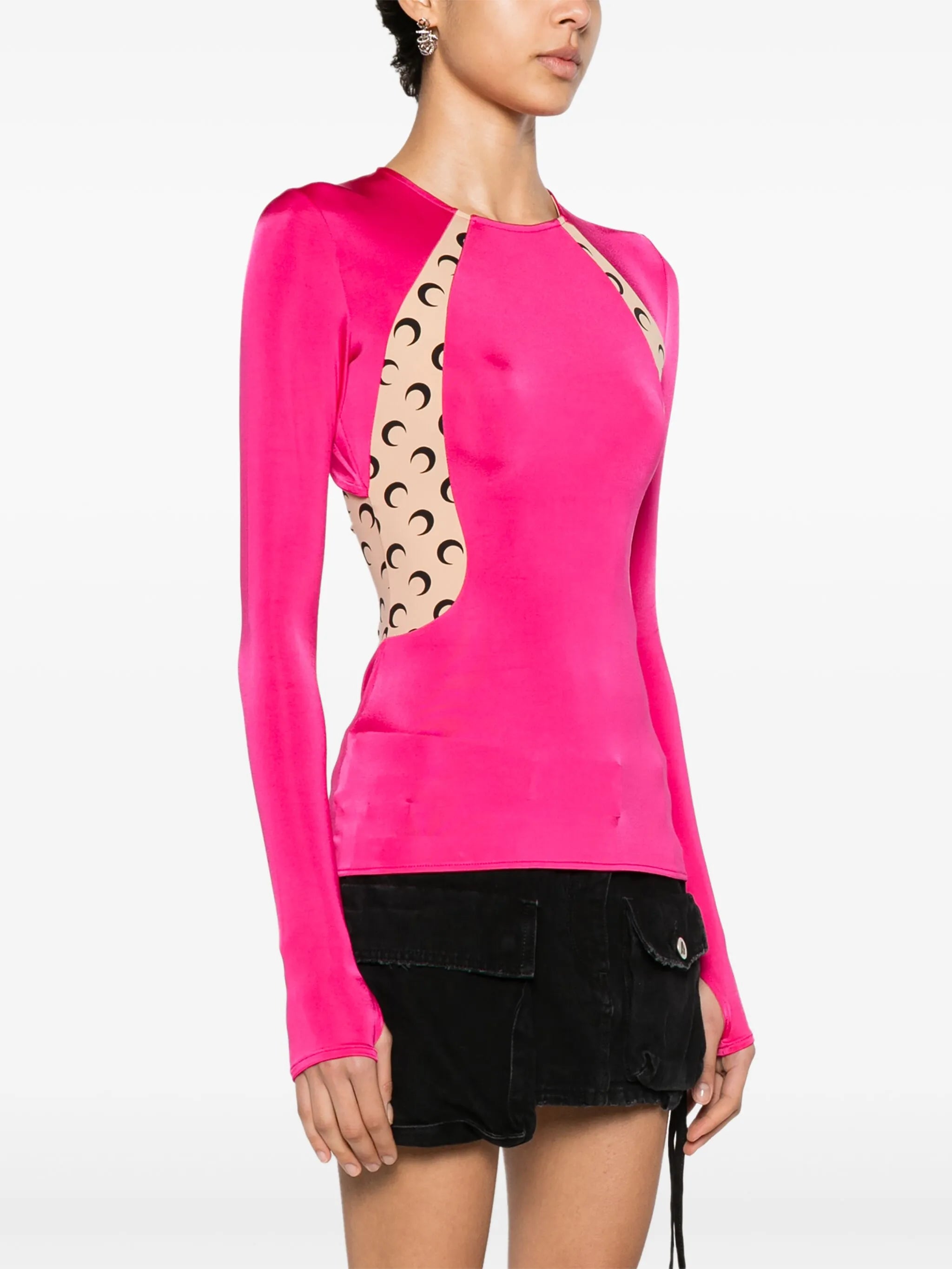 Regenerated draped long-sleeve top