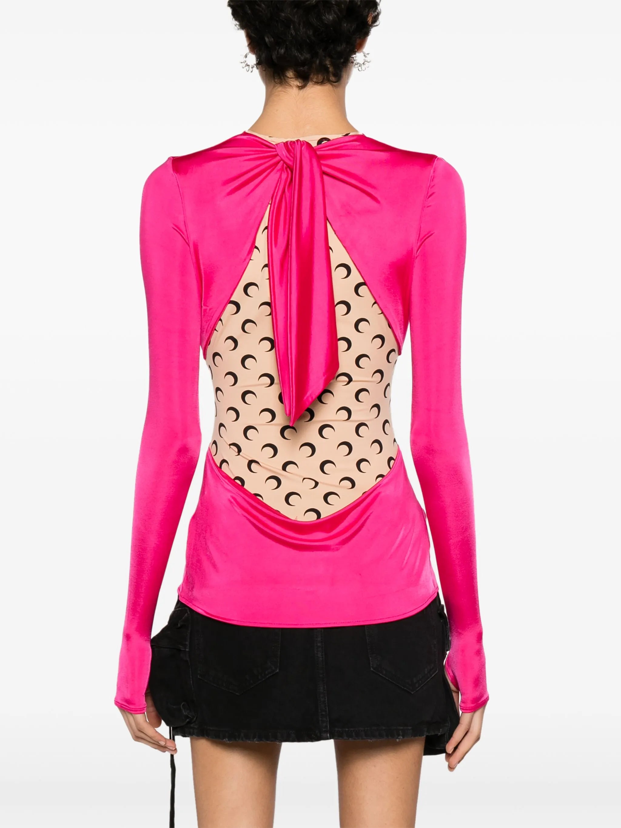 Regenerated draped long-sleeve top